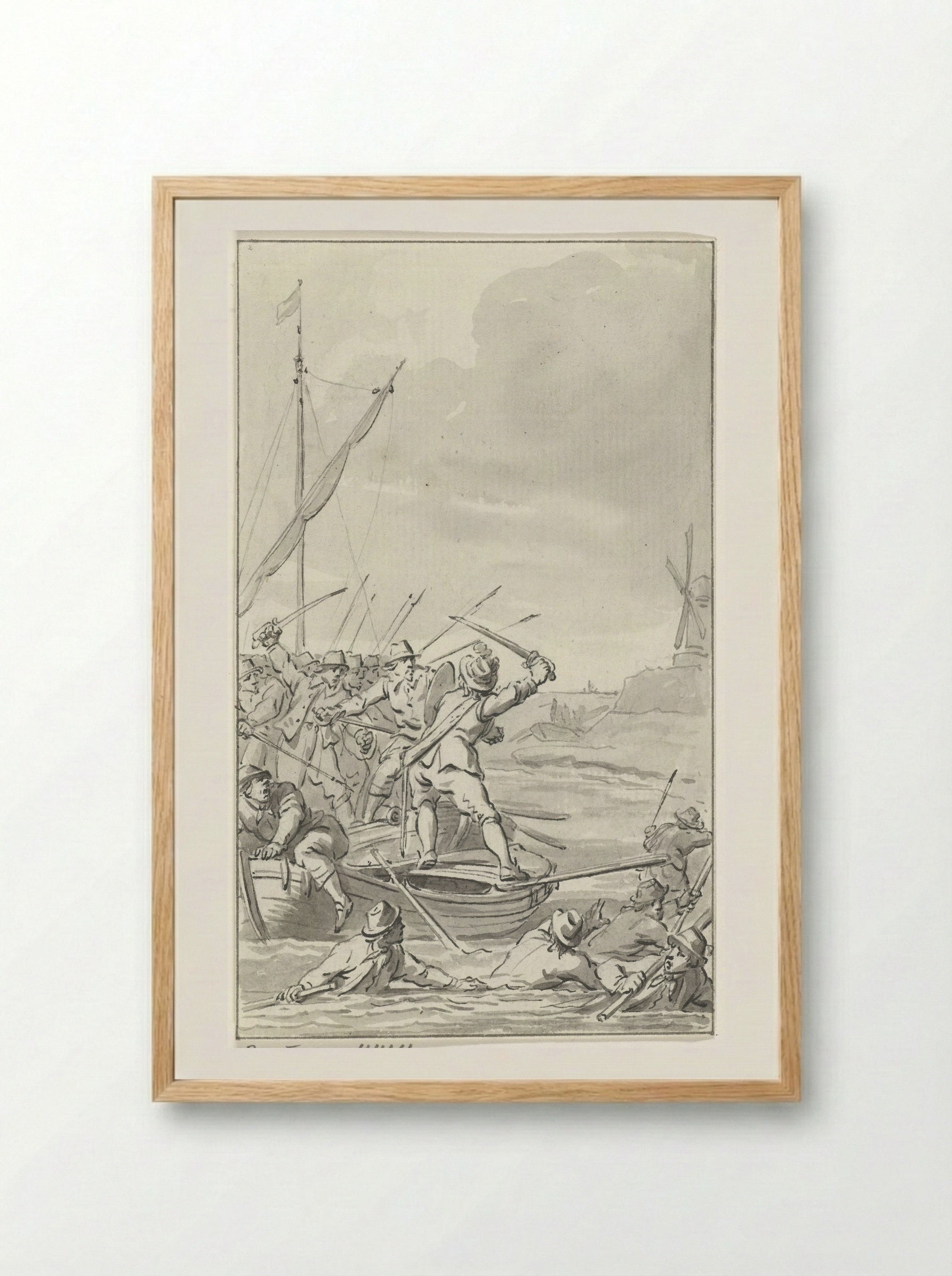 Johan van Galen Defending Himself Against Twenty Robbers - Jacobus Buys - Framed Print Wood