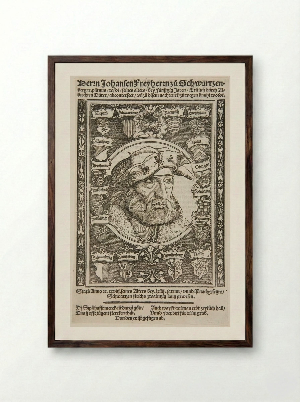 Johann, Baron of Schwartzenberg - Hans Weiditz - Framed Print Dark Wood