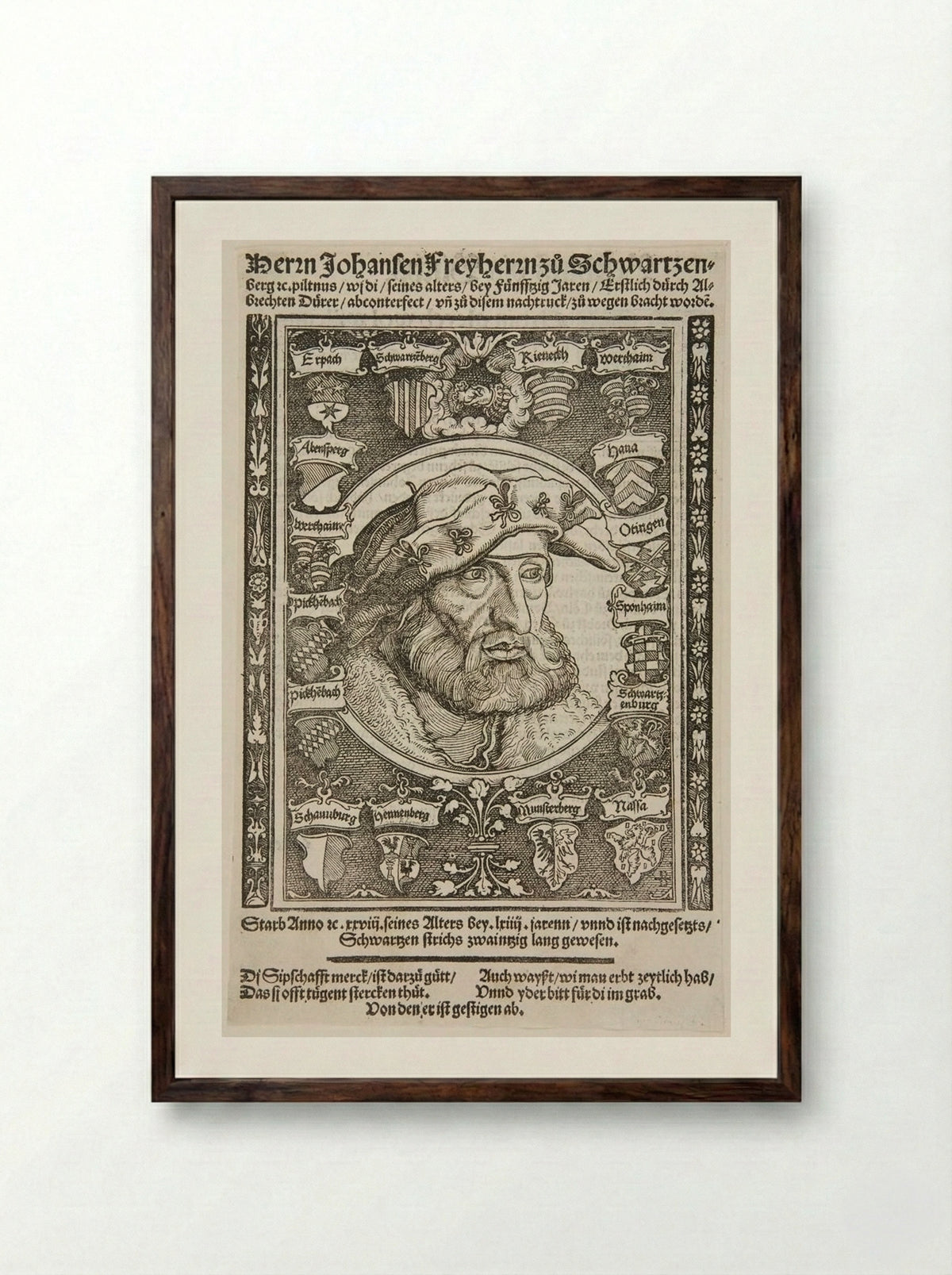 Johann, Baron of Schwartzenberg - Hans Weiditz - Framed Print Dark Wood