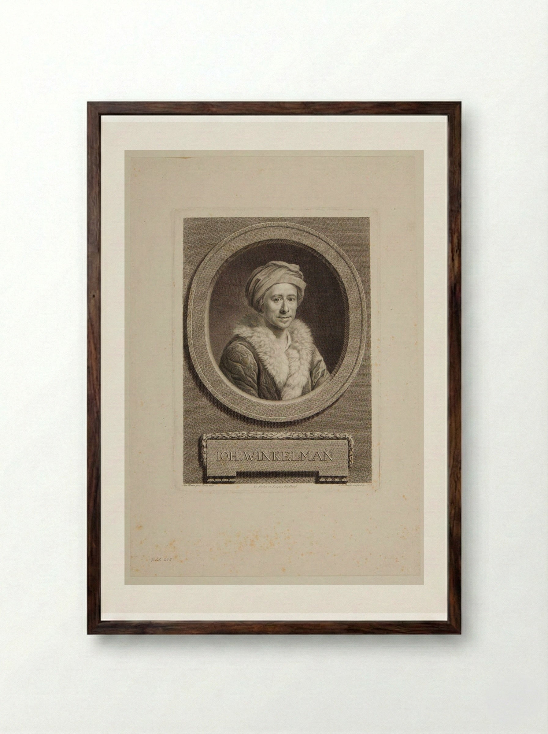 Johann Joachim Winckelmann - Johann Friedrich Bause - Framed Print Dark Wood