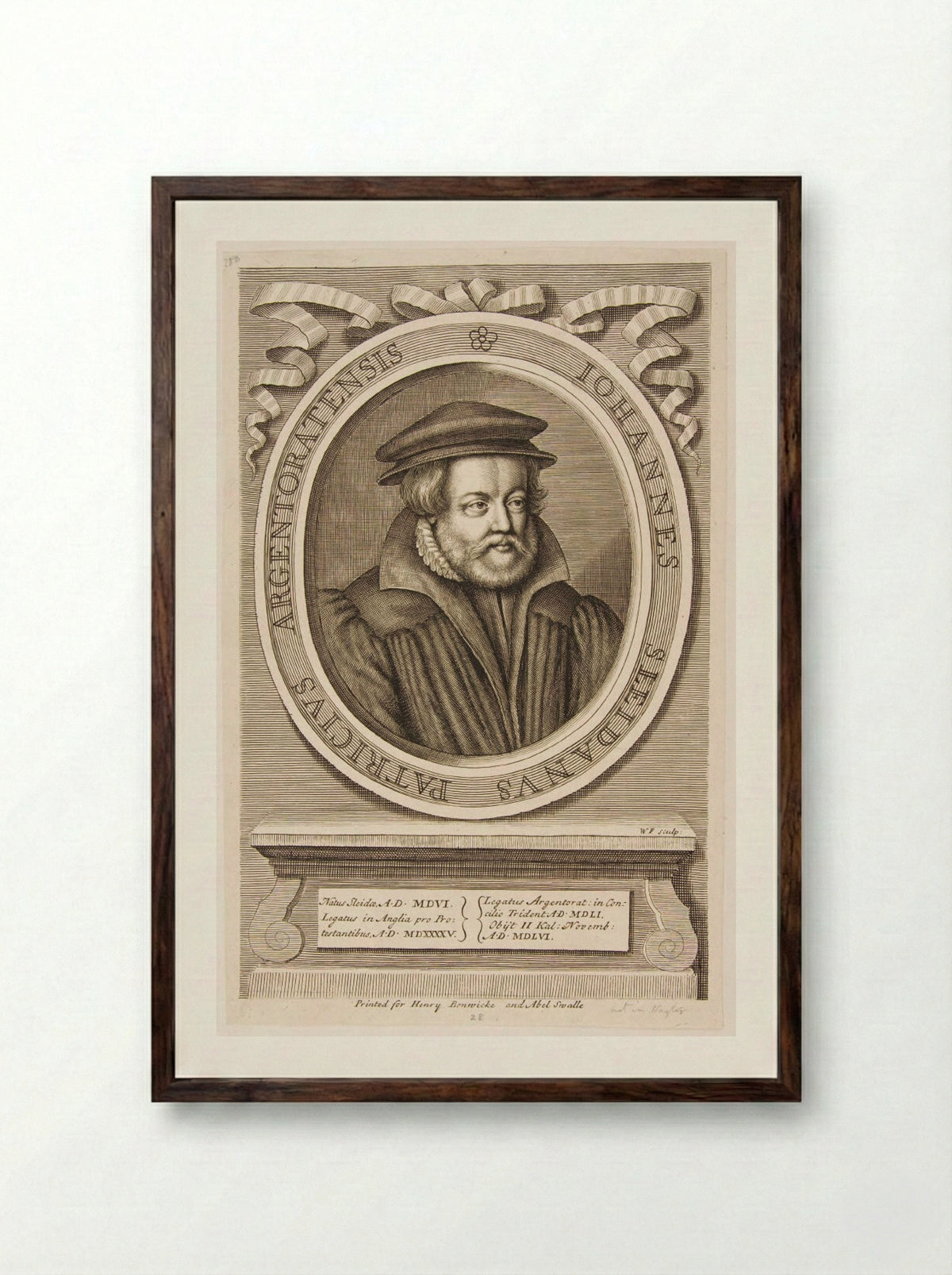 Johann Sleidan - William Faithorne the Elder - Framed Print Dark Wood