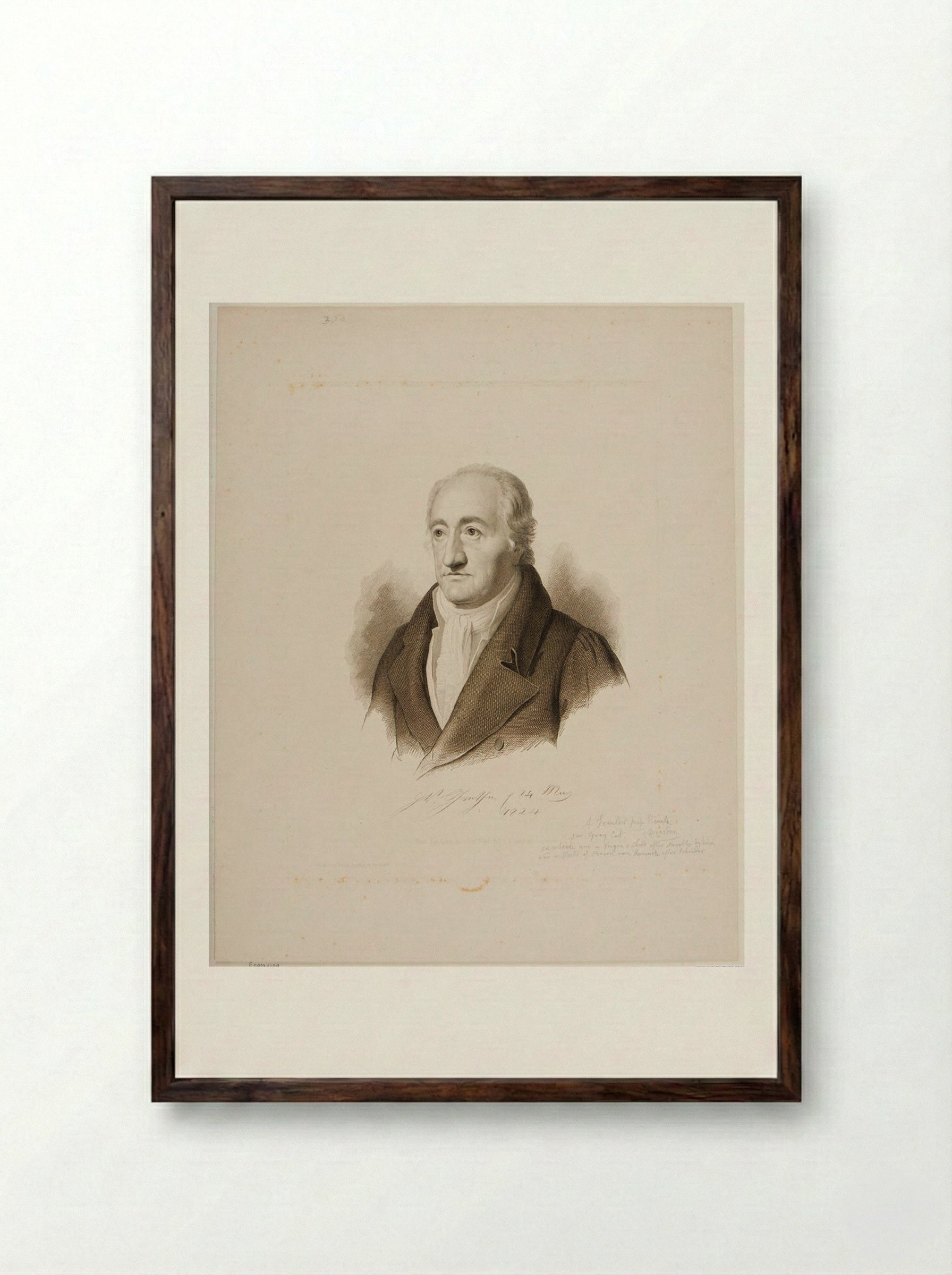 Johann Wolfgang von Goethe - August Franz Semmler - Framed Print Dark Wood