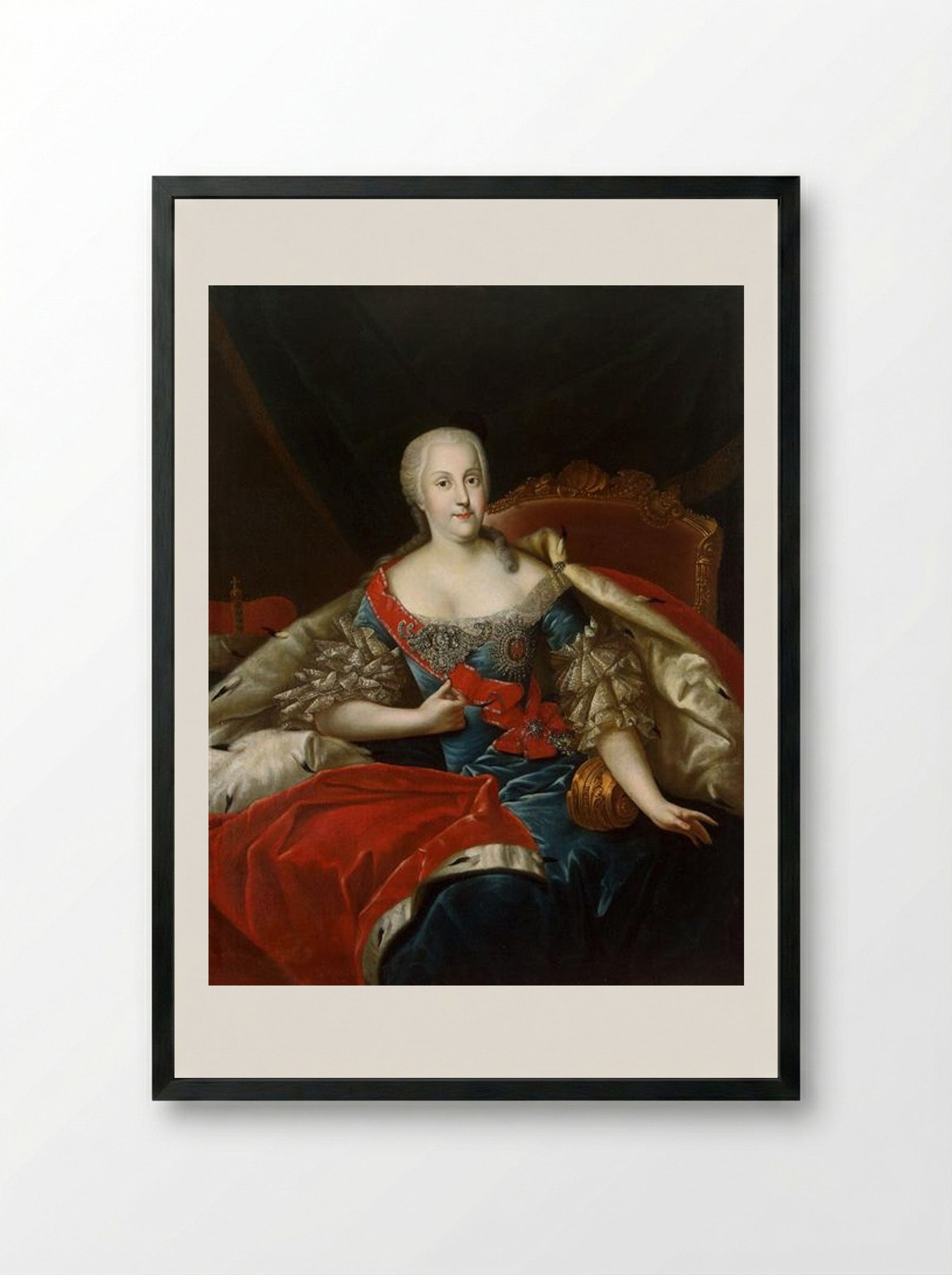 Johanna Elisabeth of Holstein-Gottorp - Antoine Pesne - Framed Print Black