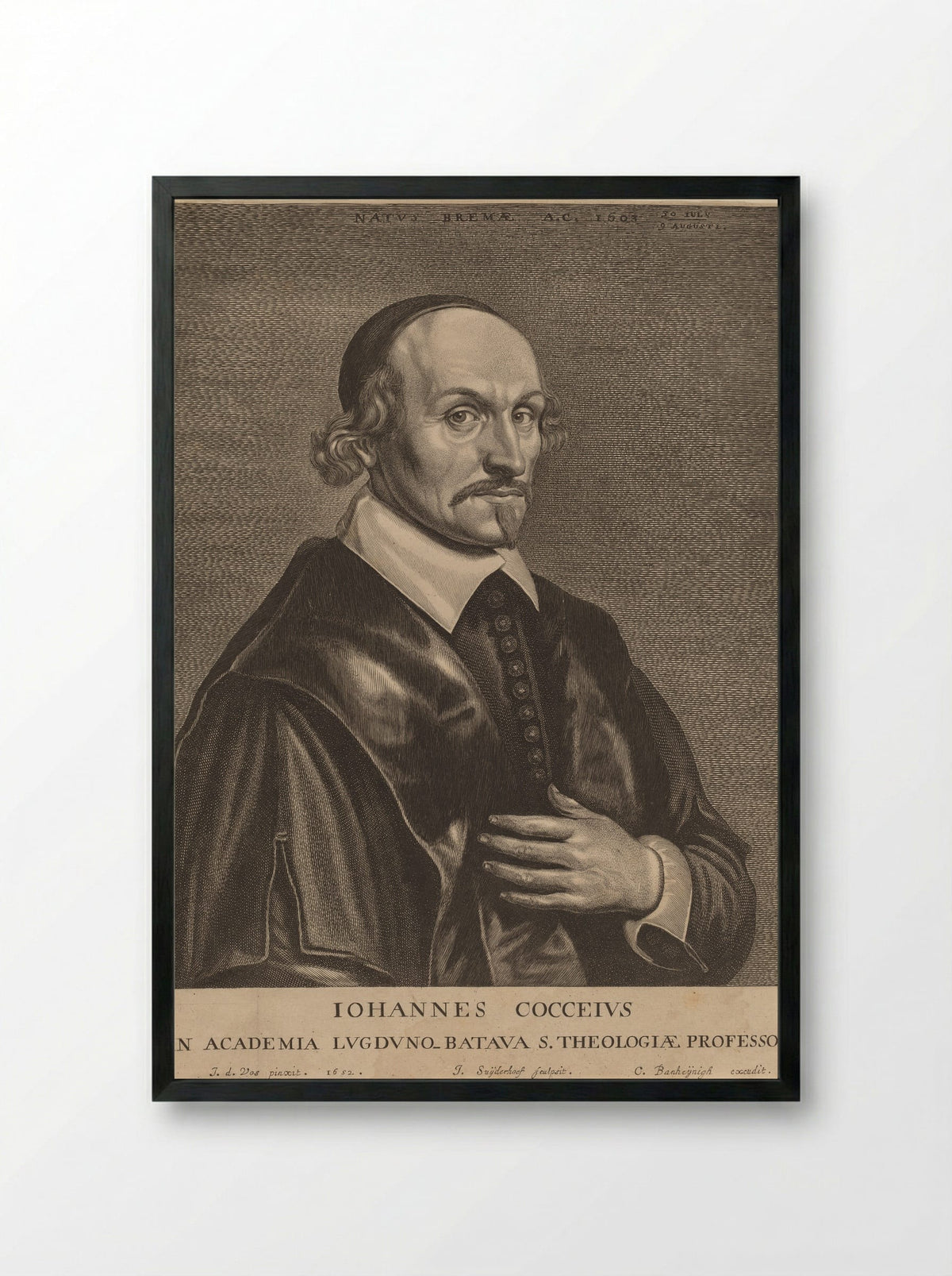 Johannes Cocceius - Jonas Suyderhoef - Framed Print Black
