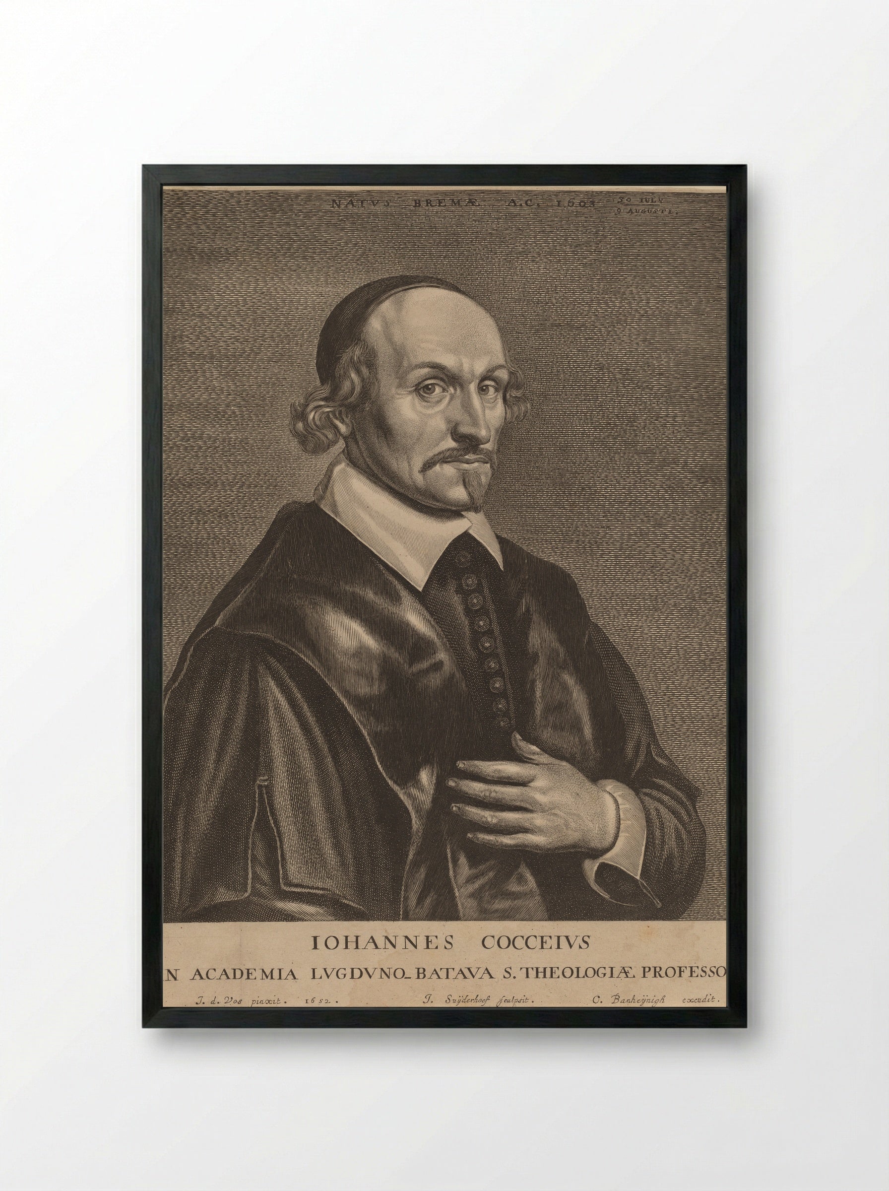 Johannes Cocceius - Jonas Suyderhoef - Framed Print Black