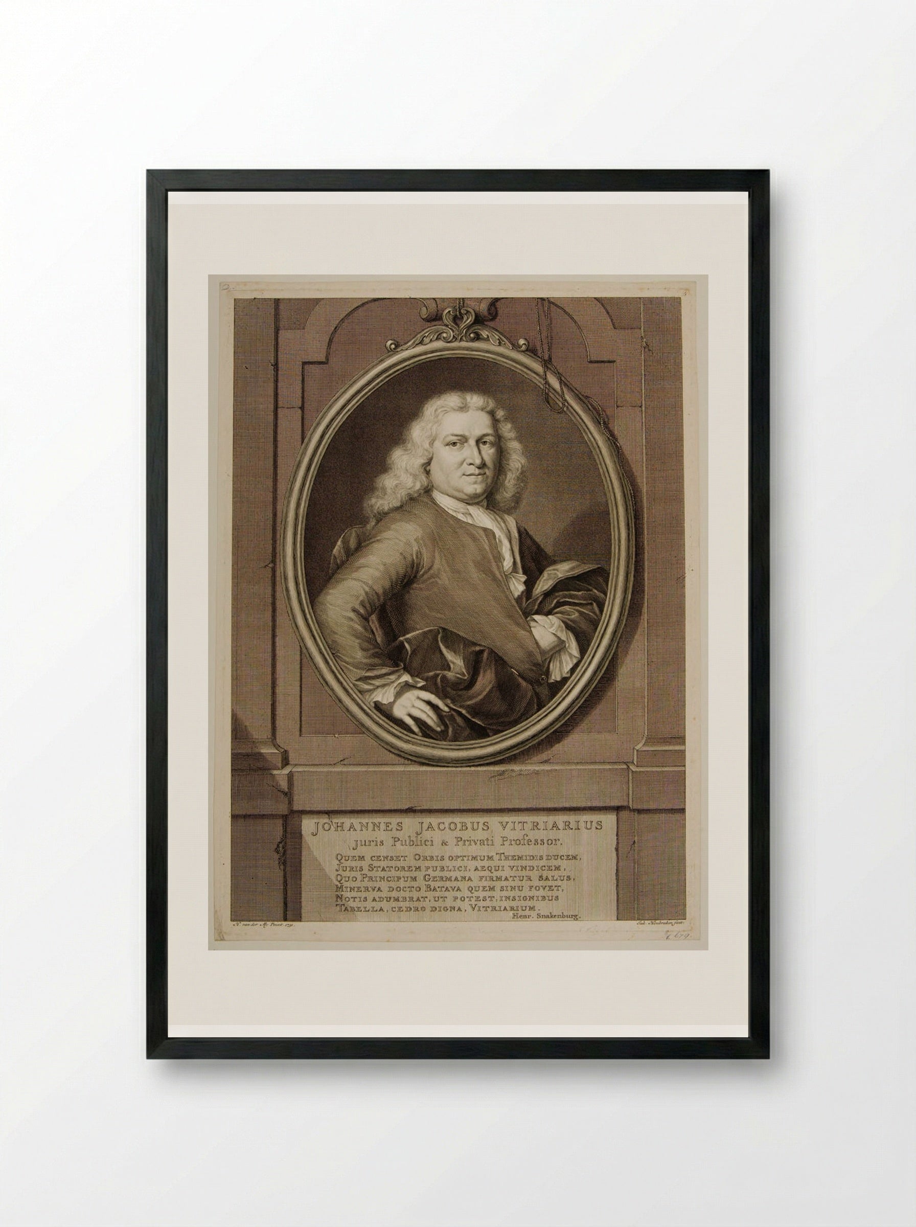 Johannes Jacobus Vitriarius - Jacobus Houbraken - Framed Print Black