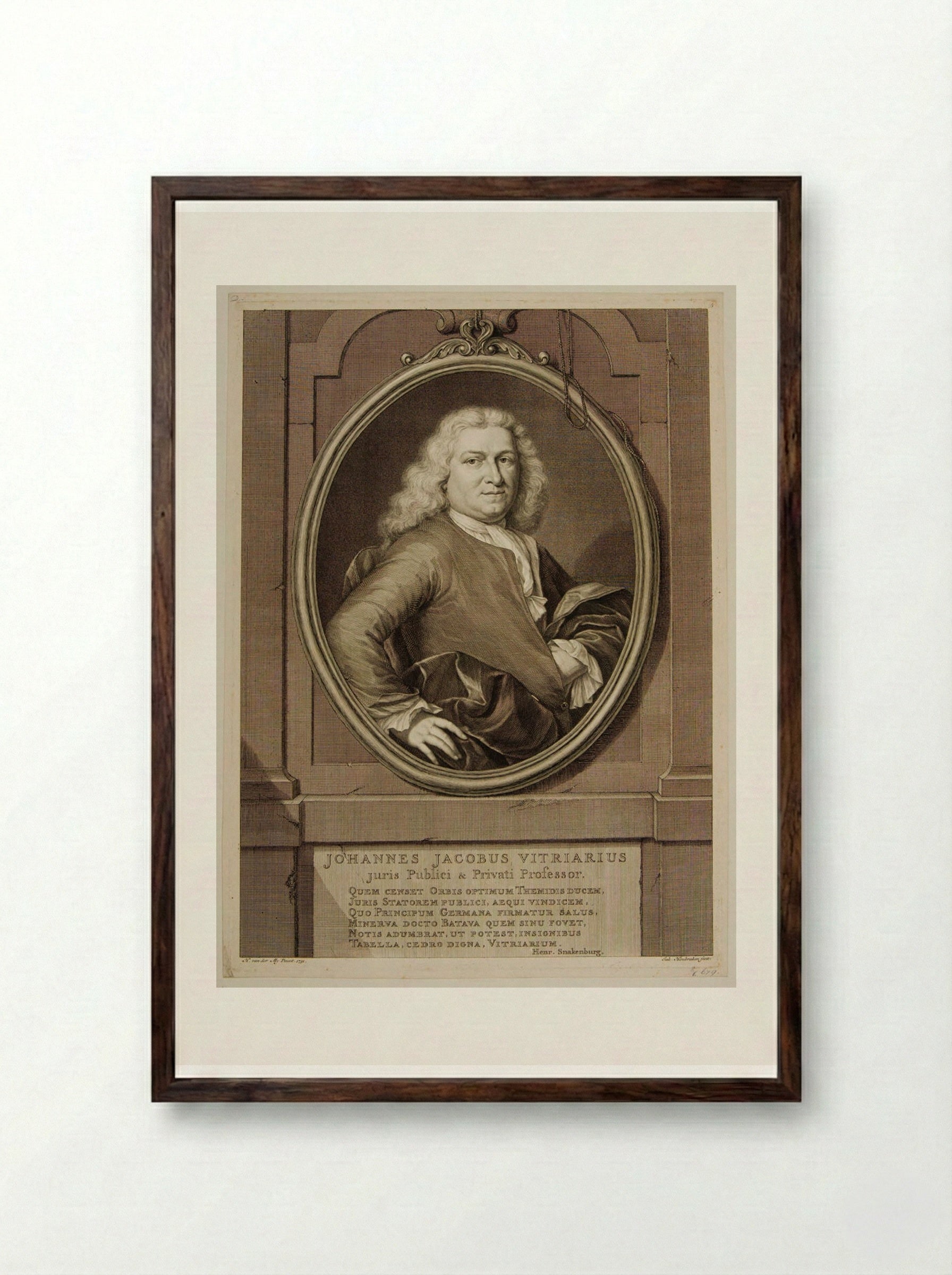 Johannes Jacobus Vitriarius - Jacobus Houbraken - Framed Print Dark Wood
