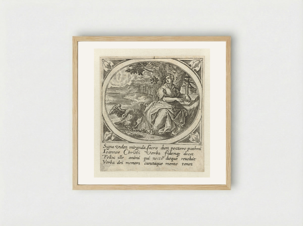Johannes de Evangelist op Patmos - Gerard de Jode - Framed Print Wood