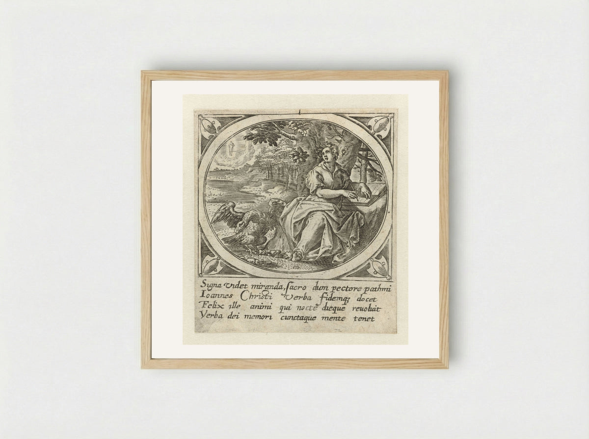 Johannes de Evangelist op Patmos - Gerard de Jode - Framed Print Wood