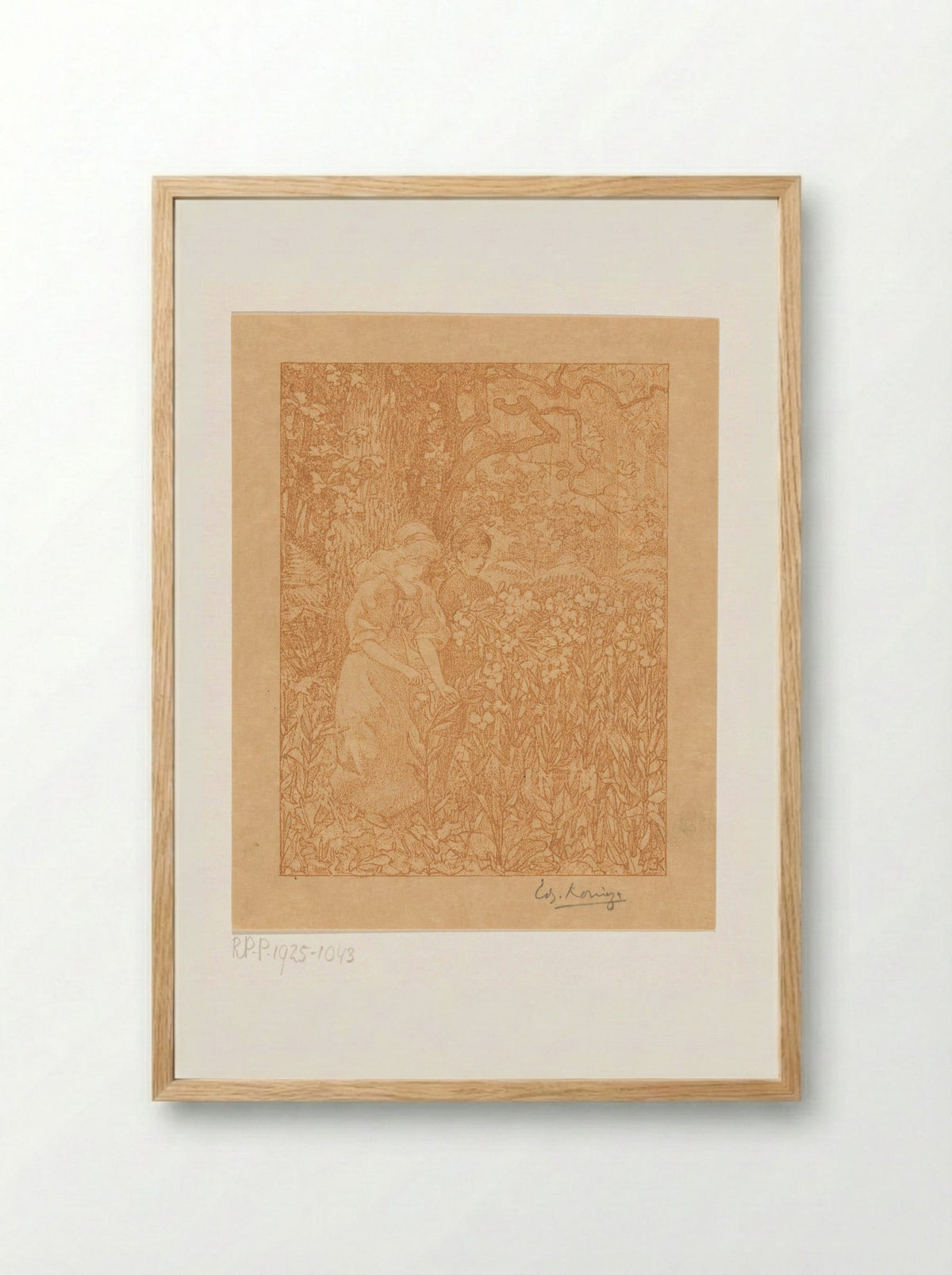 Johannes en Robinetta in een veld met bloemen - Edzard Koning - Framed Print Wood