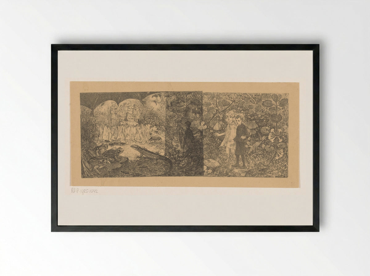Johannes en Windekind bij de elfenkoning Oberon - Edzard Koning - Framed Print Black