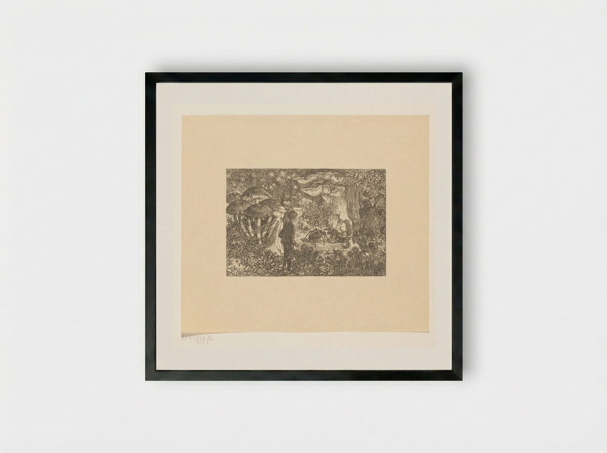 Johannes en Windekind op bezoek bij de kabouter Wistik - Edzard Koning - Framed Print Black