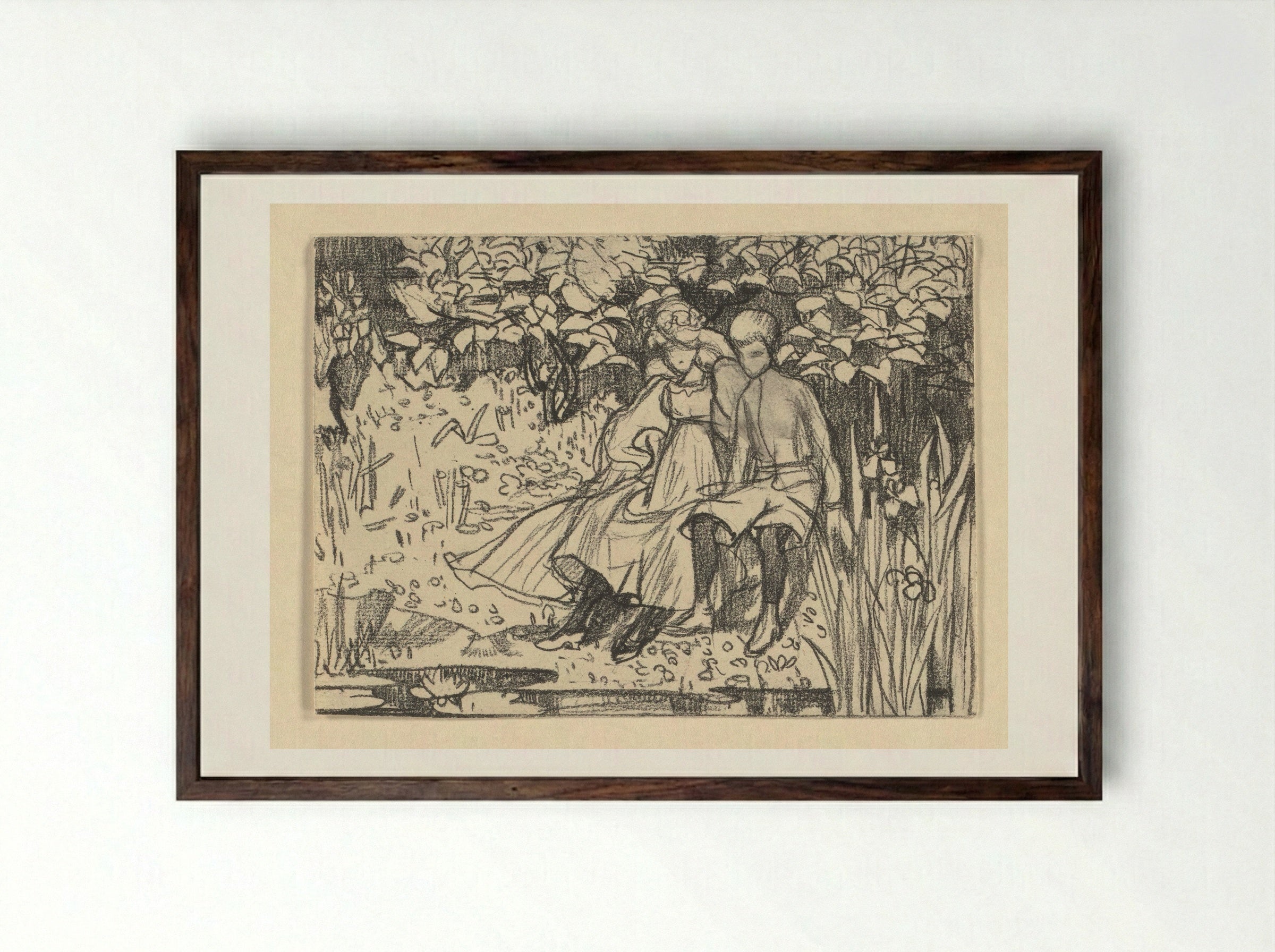Johannes en Windekind - Edzard Koning - Framed Print Dark Wood