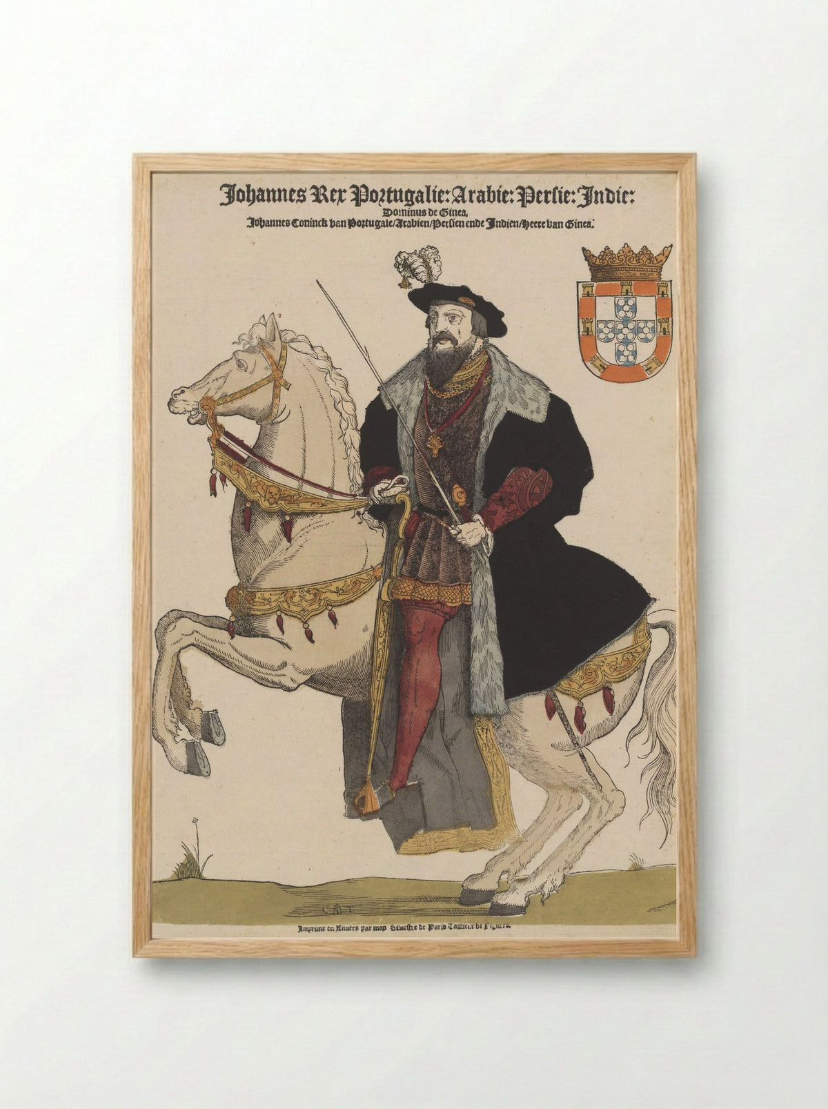 John III of Portugal on Horseback - Sylvester van Parijs - Framed Print Wood