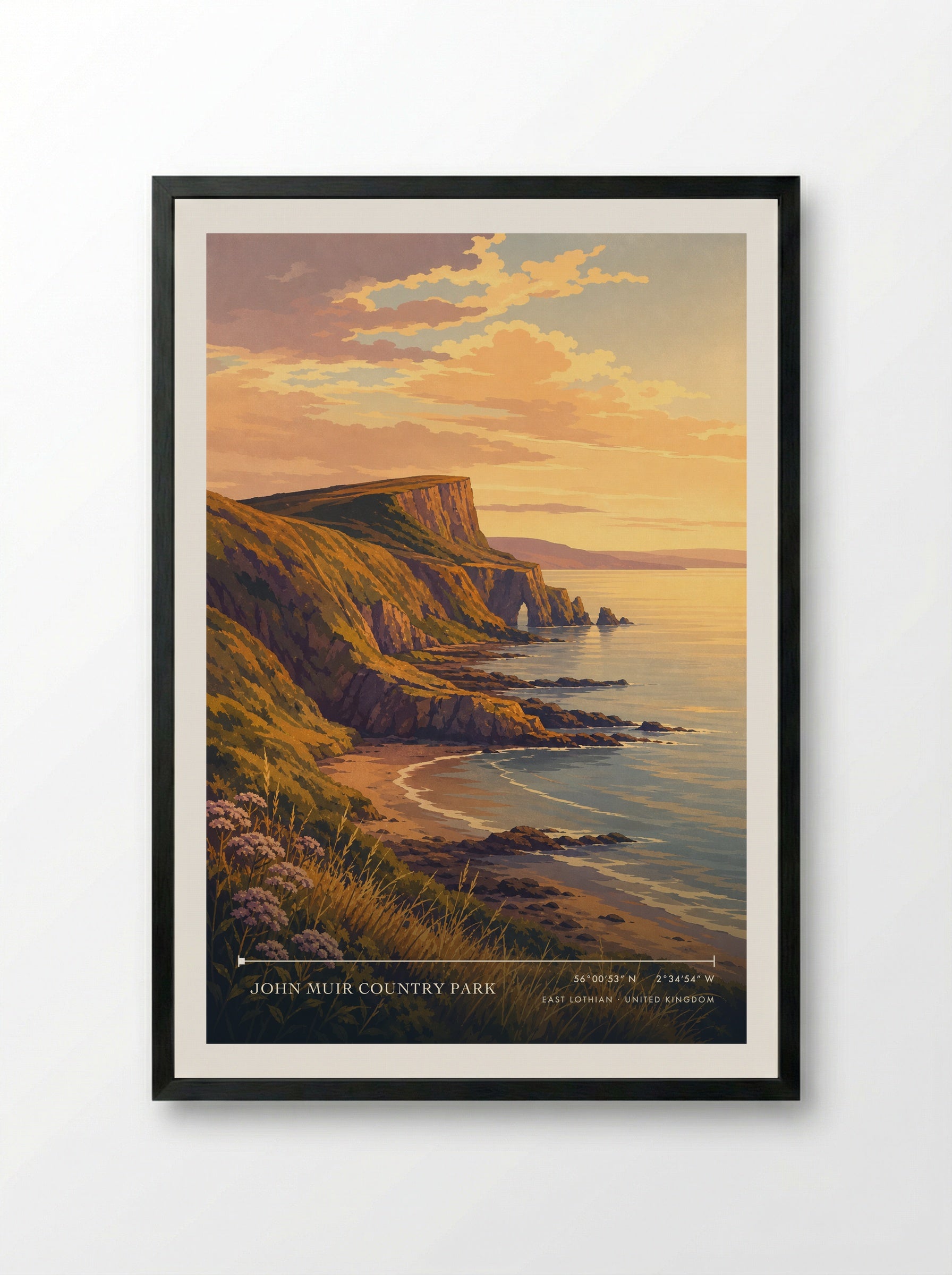John Muir Country Park East Lothian United Kingdom Travel Poster - Framed Print Black