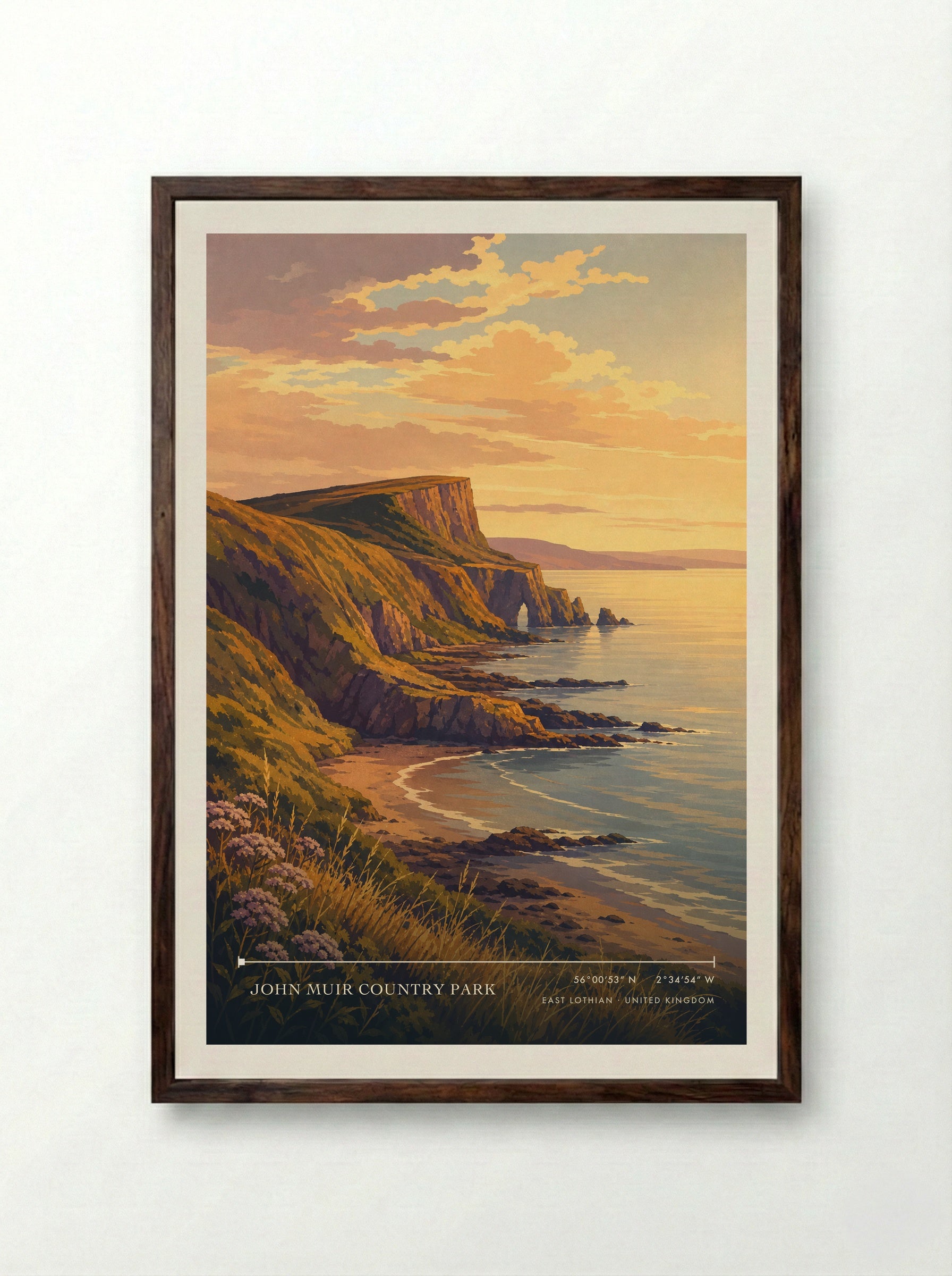 John Muir Country Park East Lothian United Kingdom Travel Poster - Framed Print Dark Wood