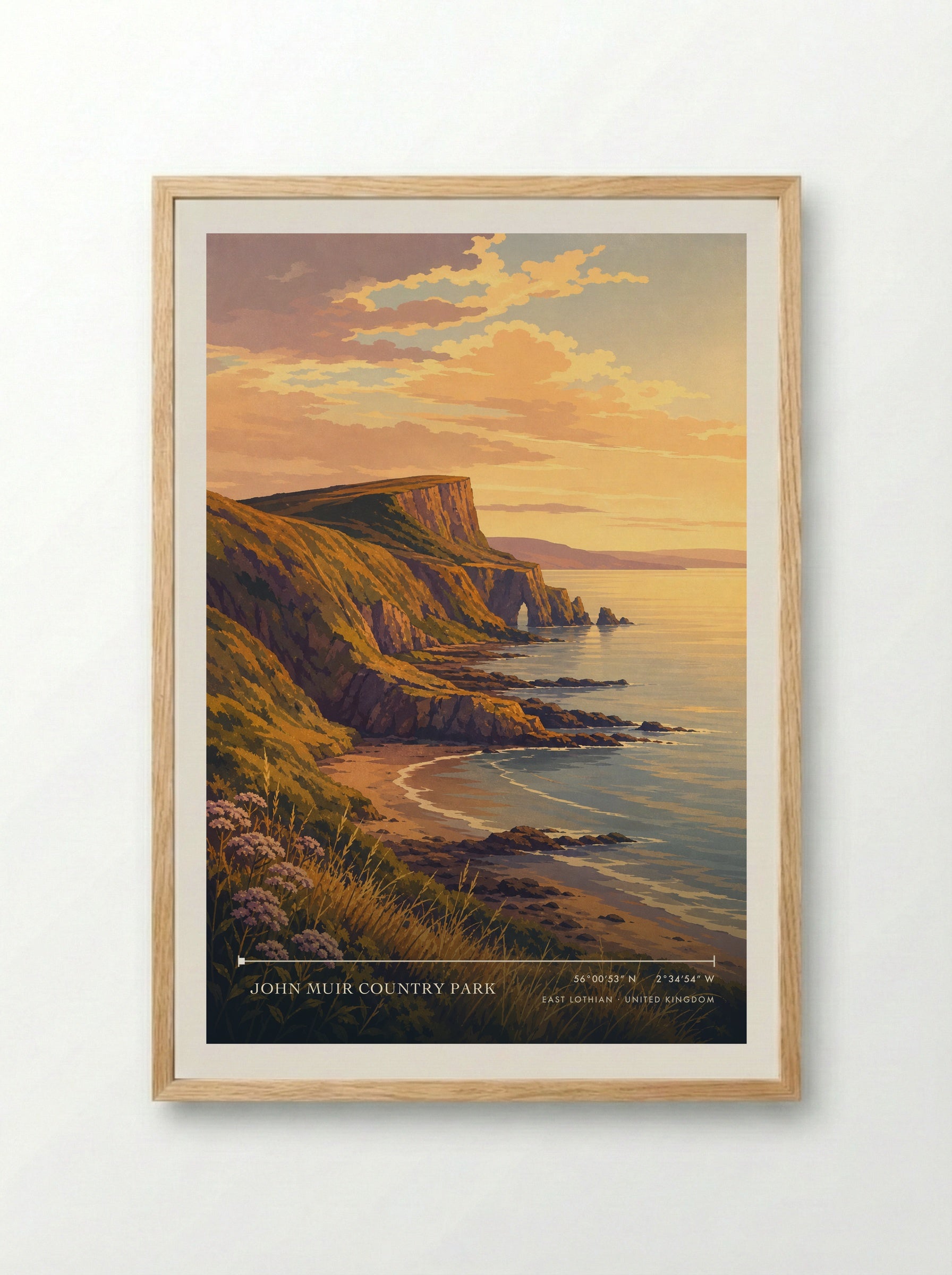 John Muir Country Park East Lothian United Kingdom Travel Poster - Framed Print Wood