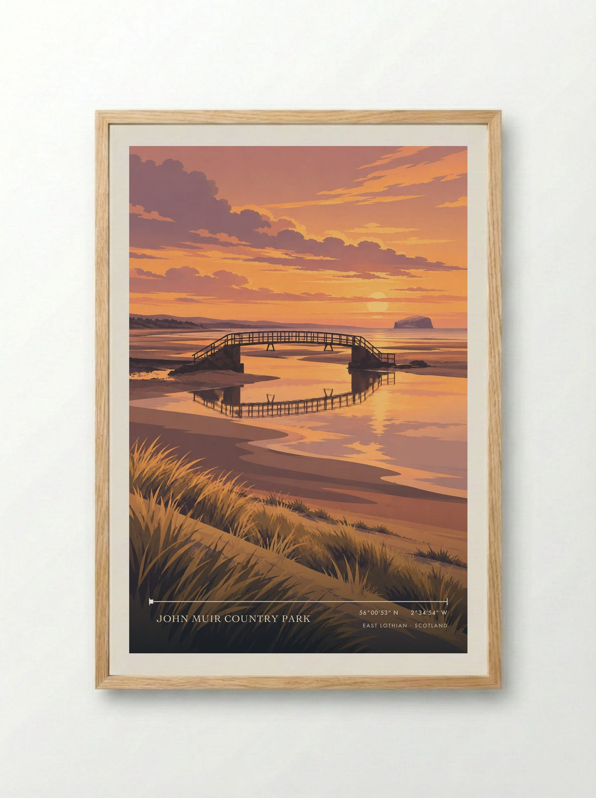 John Muir Country Park, East Lothian | Travel Poster - Framed Print Wood