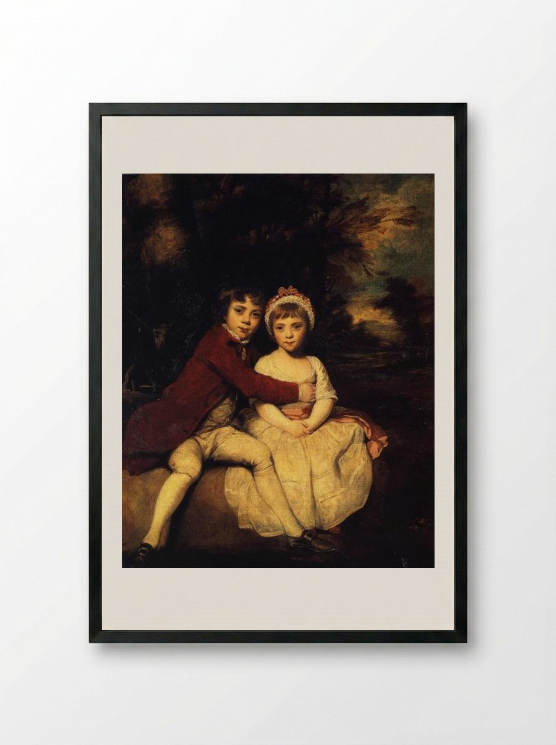 John Parker and his Sister Theresa - Joshua Reynolds - Framed Print Black