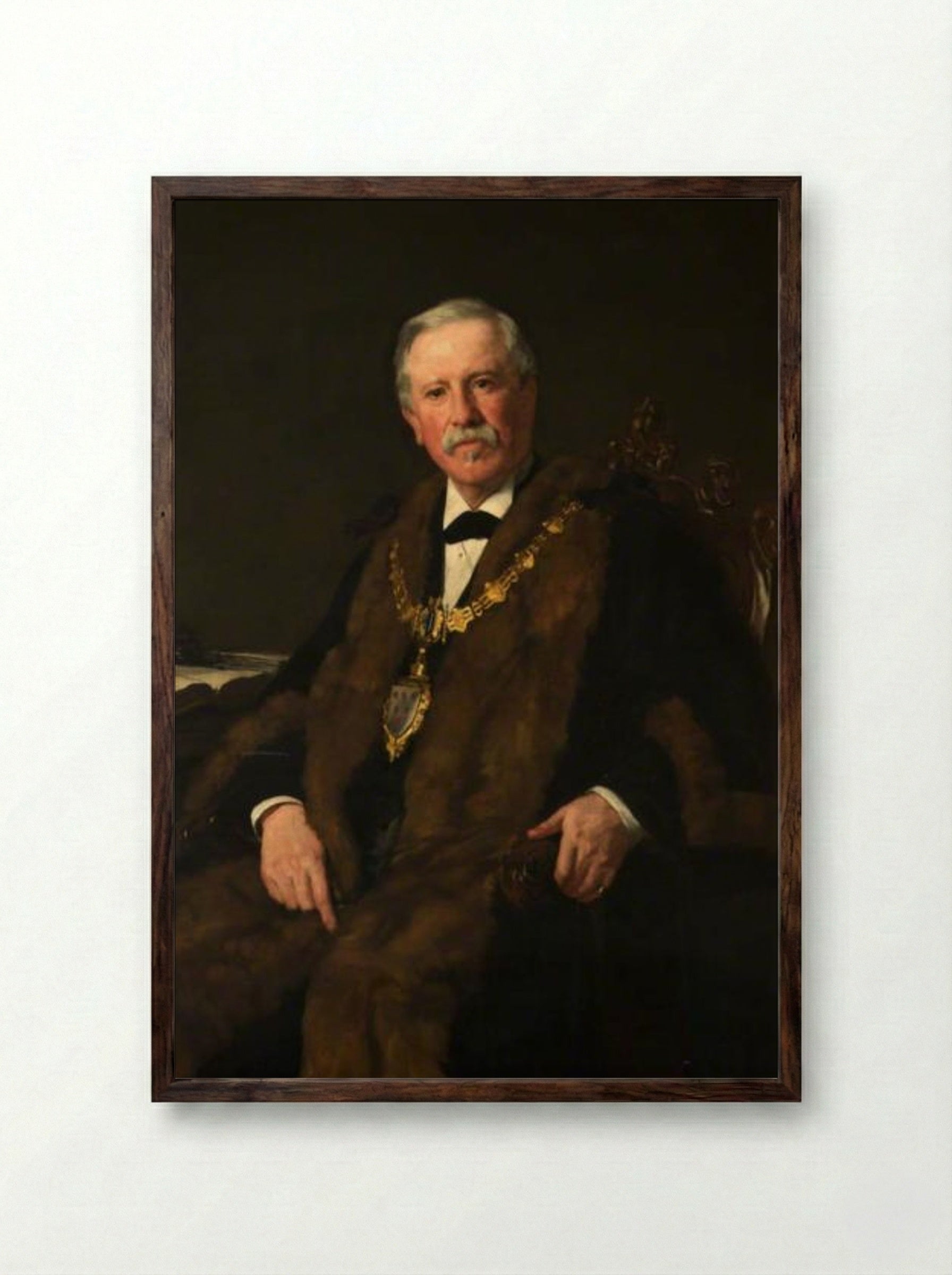 John Richard Pickmere, Mayor of Warrington - James Charles - Framed Print Dark Wood
