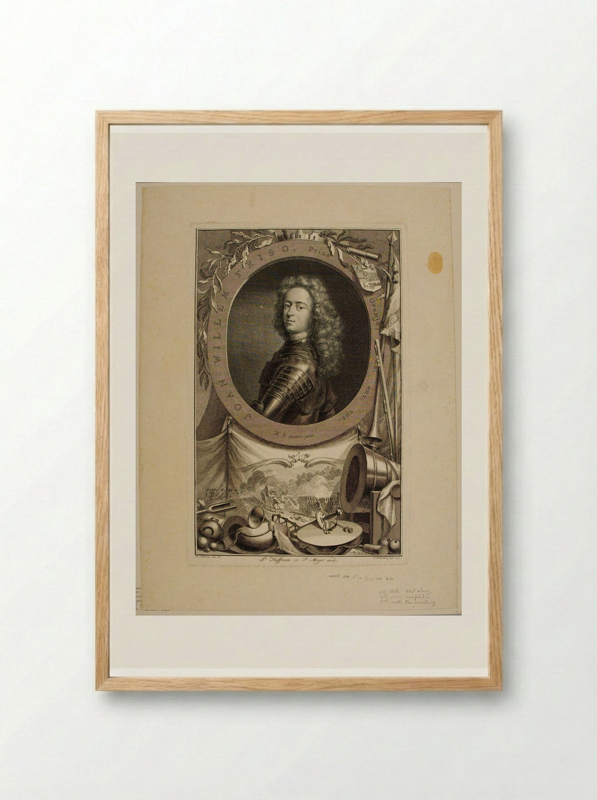 John William Friso, Prince of Orange and Nassau - Jacobus Houbraken - Framed Print Wood
