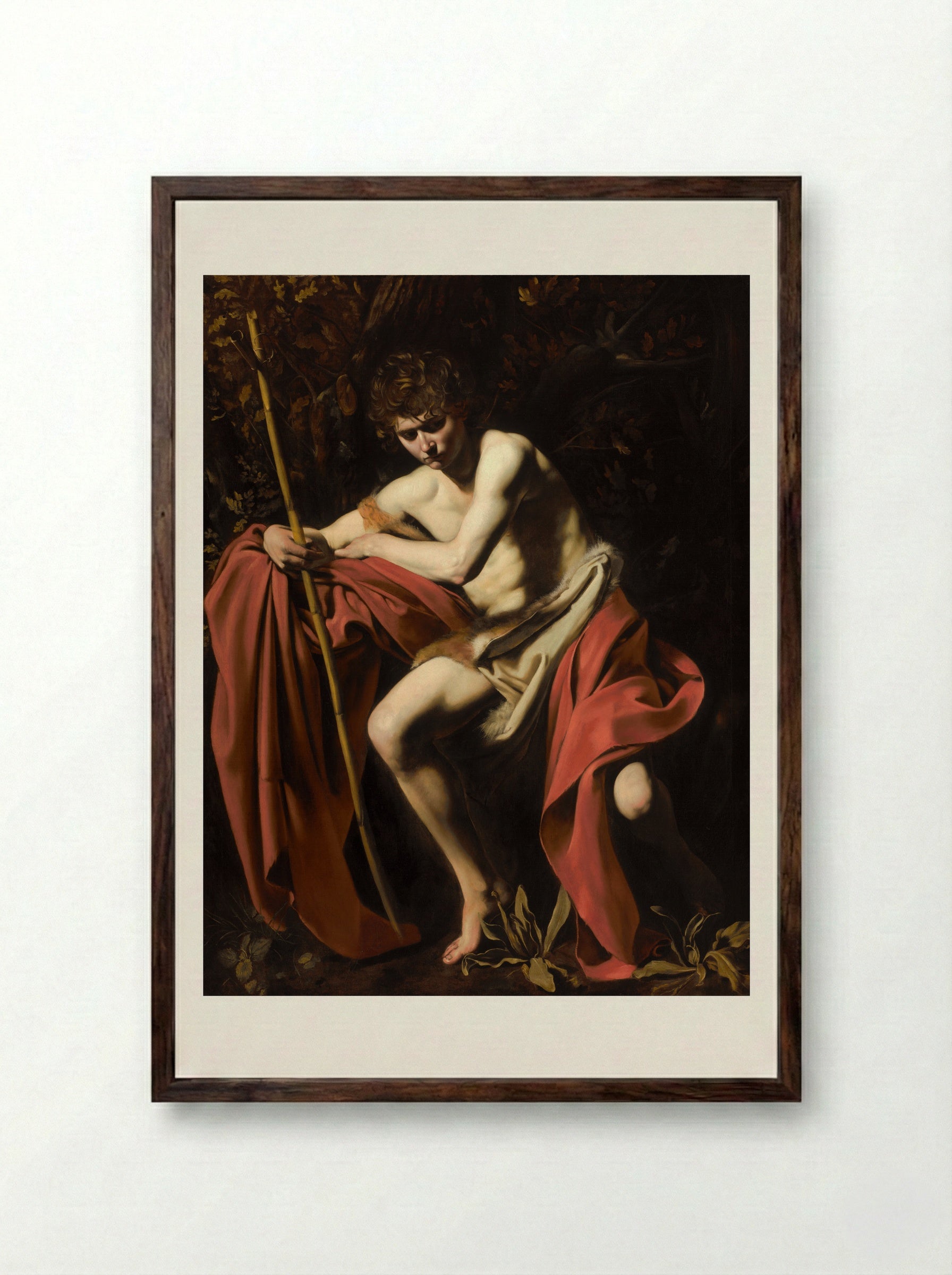 John the Baptist - Caravaggio - Framed Print Dark Wood