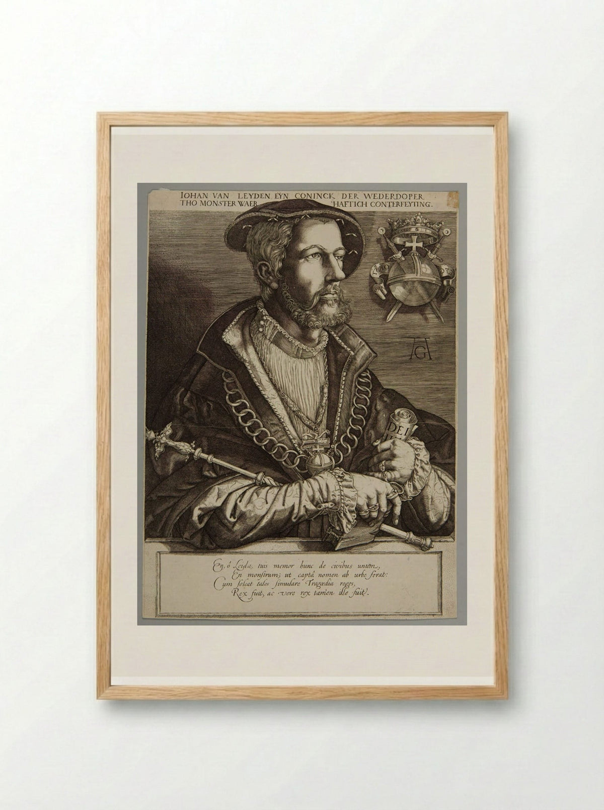 John van Leyden, King of the Anabaptists - Jan Harmensz. Muller - Framed Print Wood