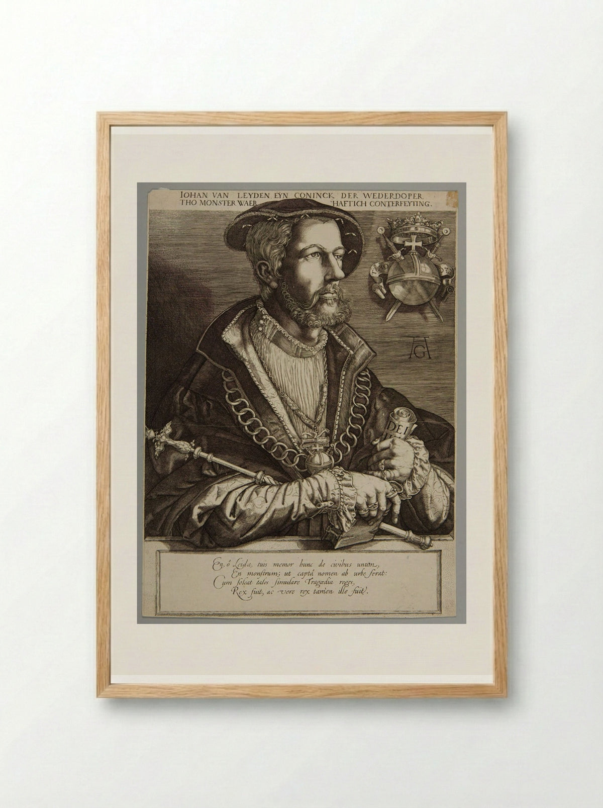 John van Leyden, King of the Anabaptists - Jan Harmensz. Muller - Framed Print Wood