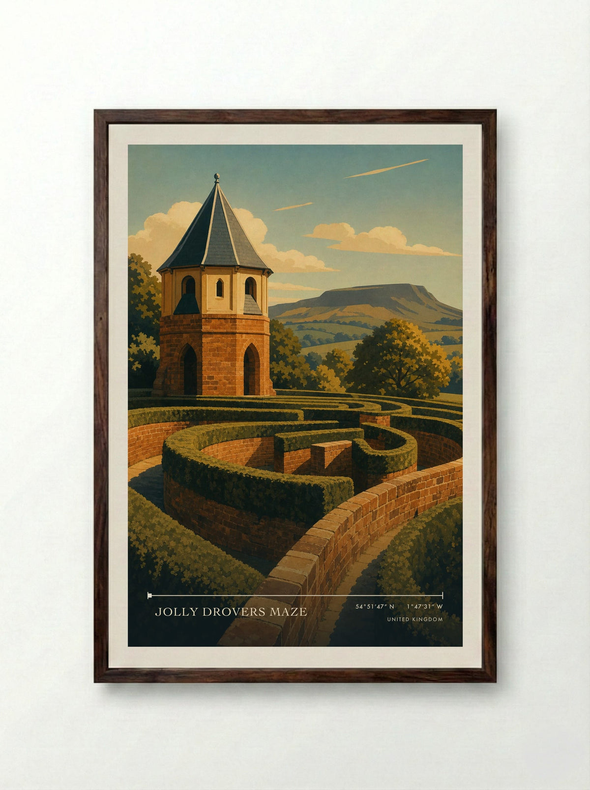 Jolly Drovers Maze | Travel Poster - Framed Print Dark Wood