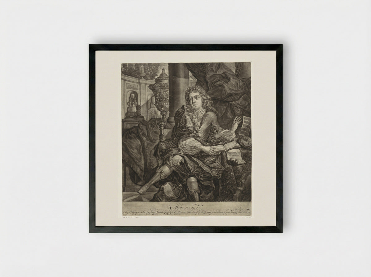Jonge man met muziekinstrumenten - Arnoud van Halen - Framed Print Black