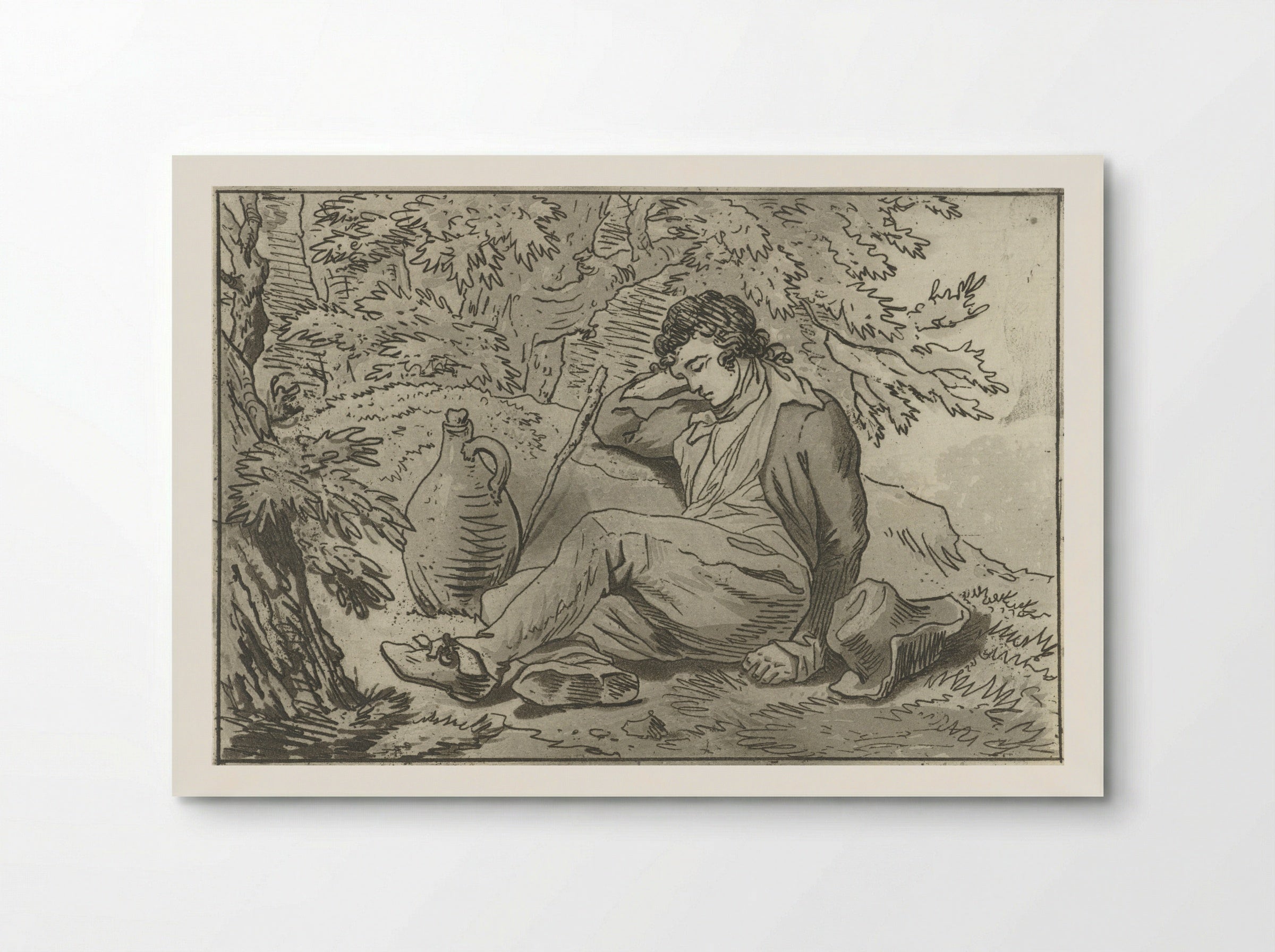 Jonge man zittend naast een kruik - Jacob Ernst Marcus - Poster