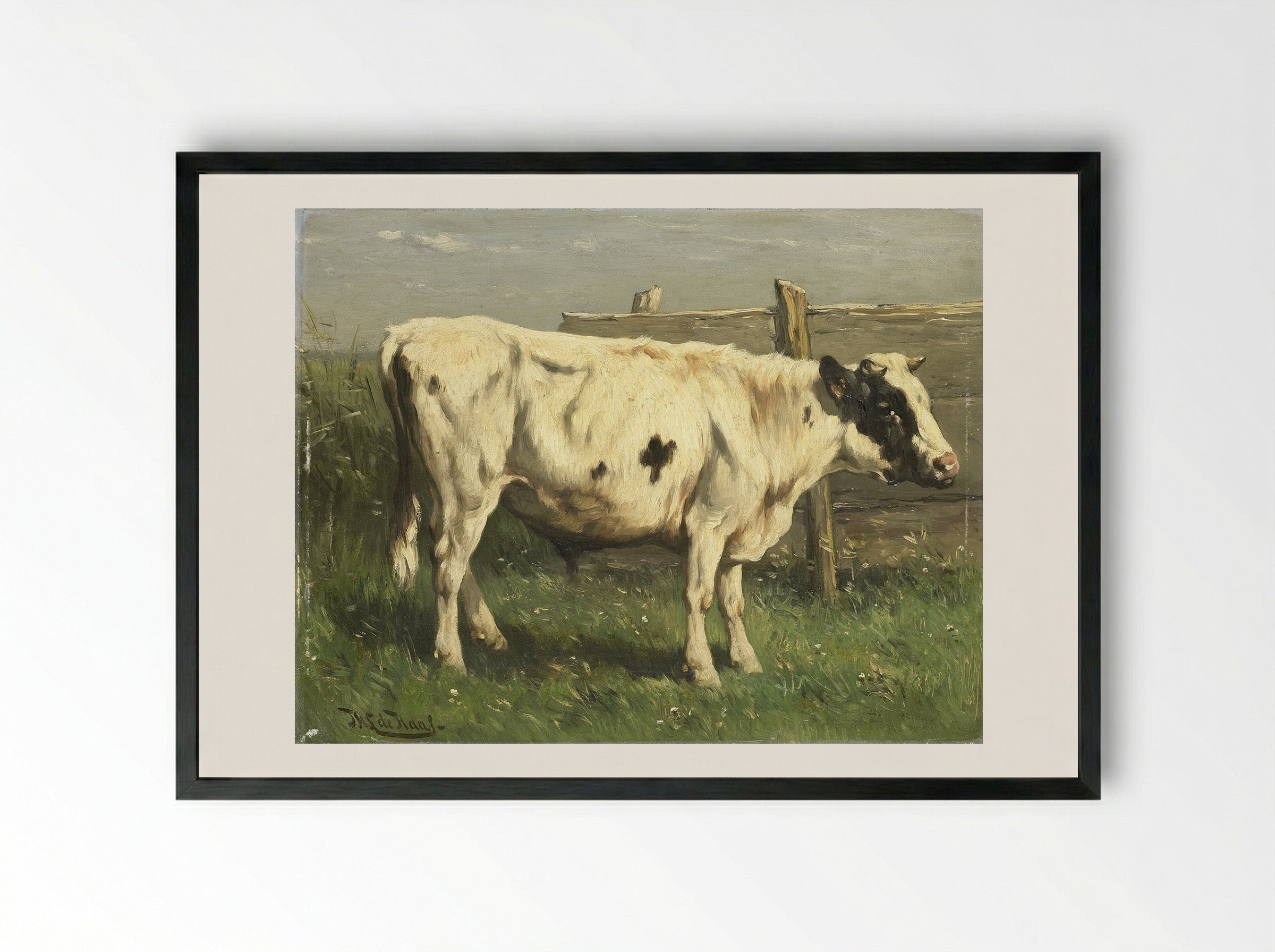 Jonge stier (Young Bull) - Johannes Hubertus Leonardus de Haas - Framed Print Black