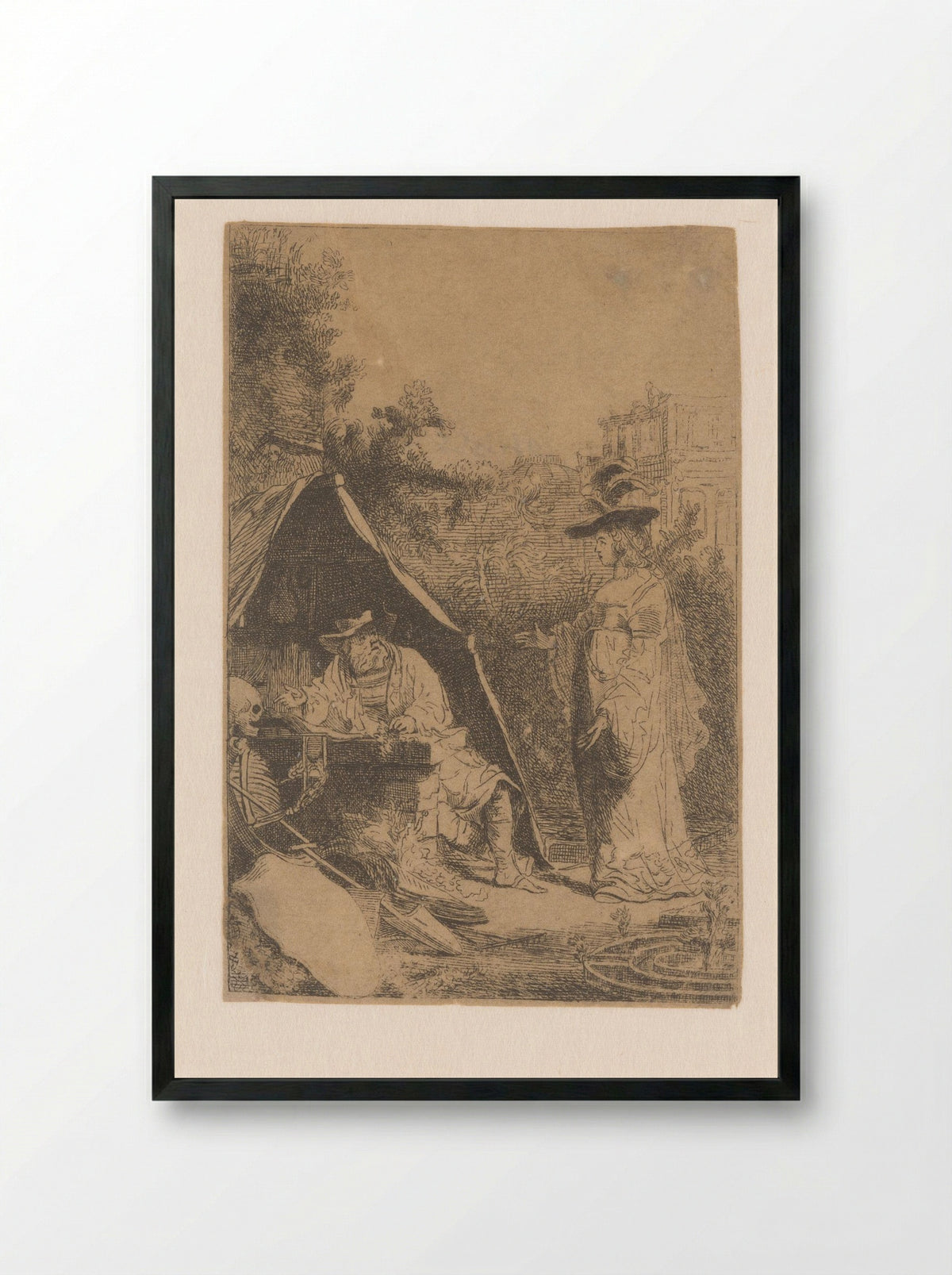 Jonge vrouw en oude man met De Dood - James Hazard - Framed Print Black