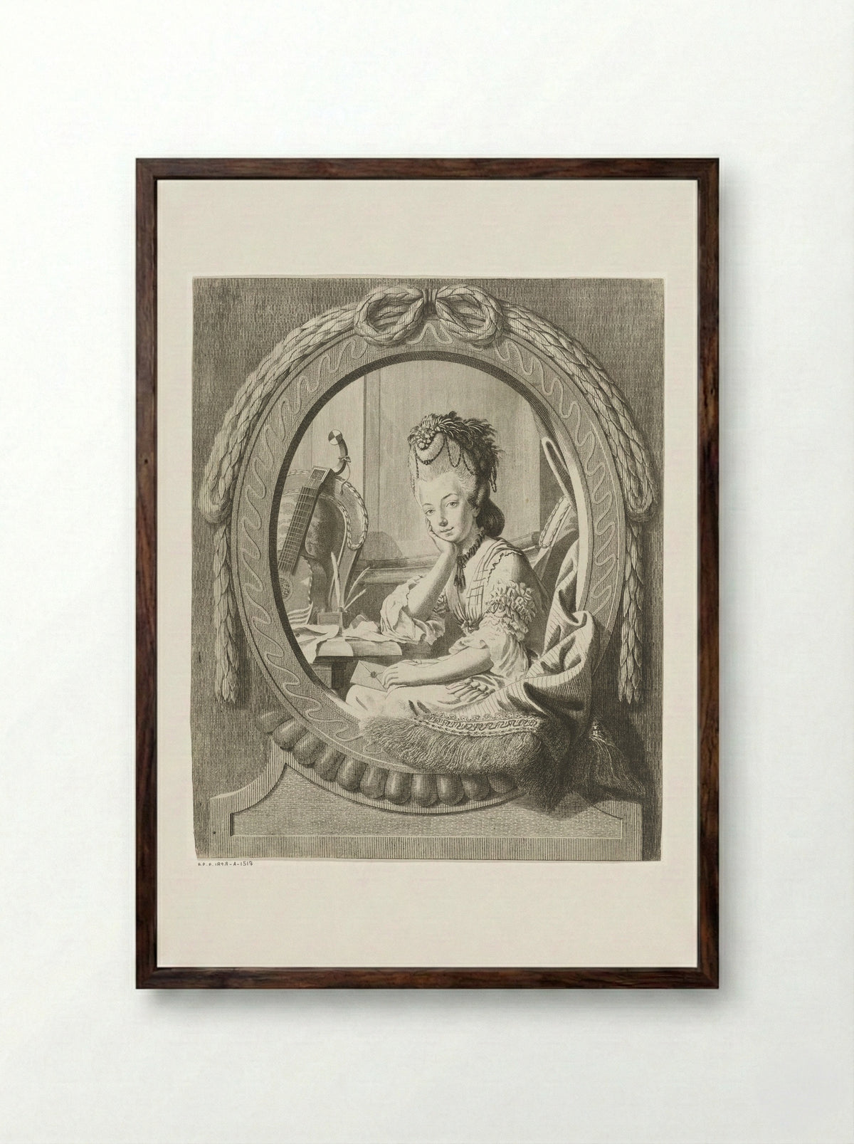 Jonge vrouw met een brief - Theodorus de Roode - Framed Print Dark Wood