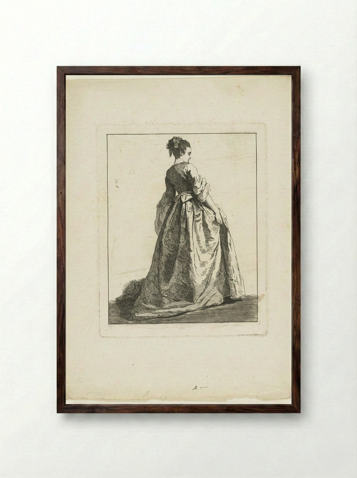 Jonge vrouw op de rug gezien - Michel Barthélémy Ollivier - Framed Print Dark Wood
