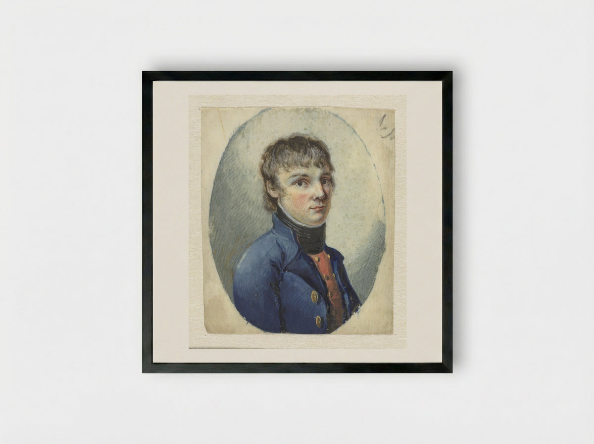 Jongeman in officierskostuum, driekwart naar rechts - Pieter Gerardus van Os - Framed Print Black
