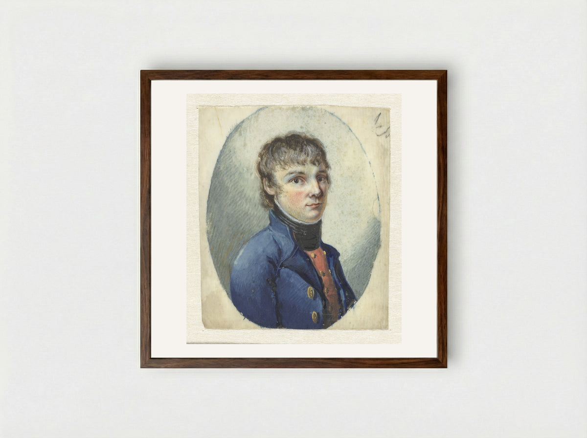 Jongeman in officierskostuum, driekwart naar rechts - Pieter Gerardus van Os - Framed Print Dark Wood