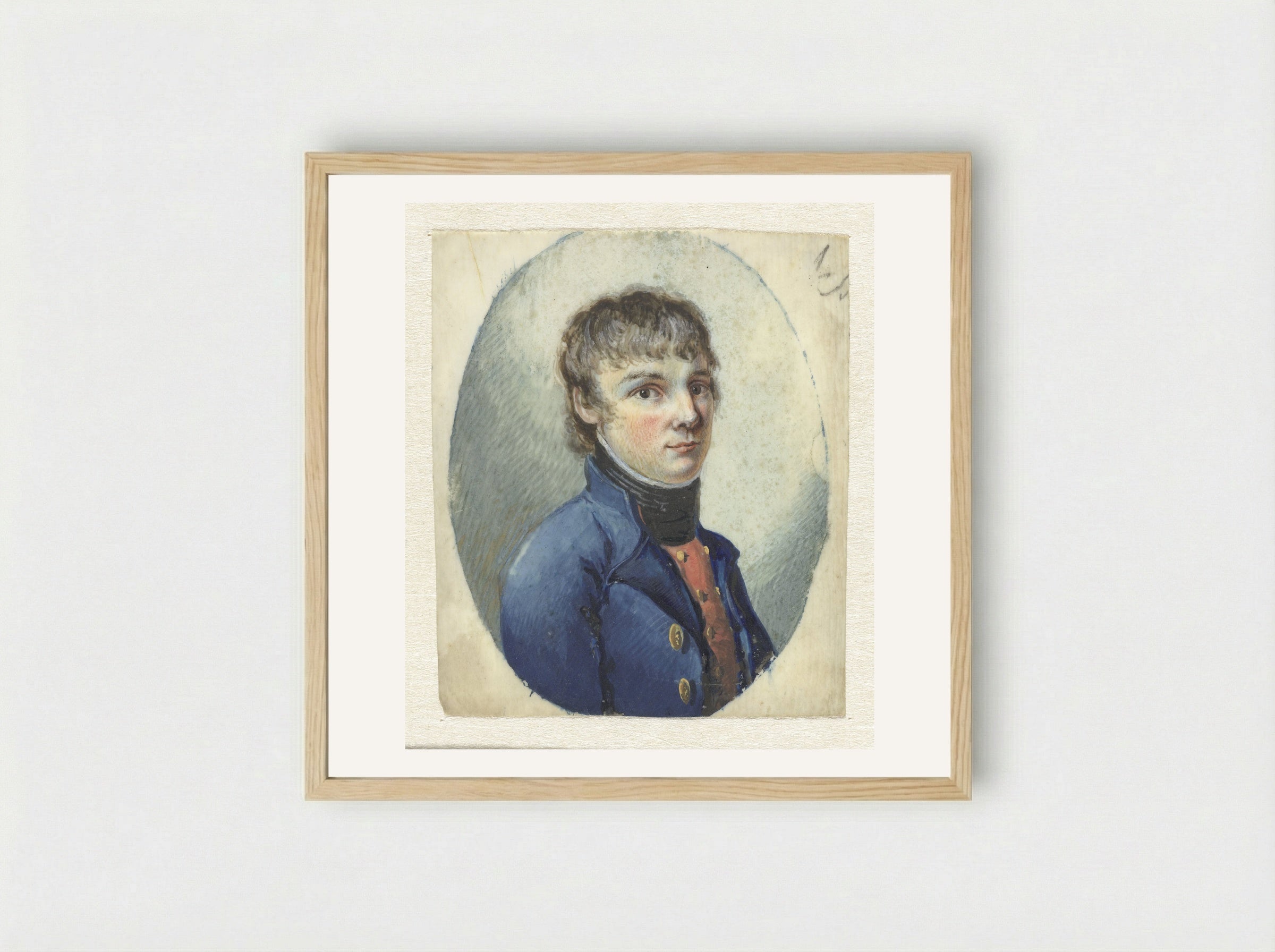 Jongeman in officierskostuum, driekwart naar rechts - Pieter Gerardus van Os - Framed Print Wood