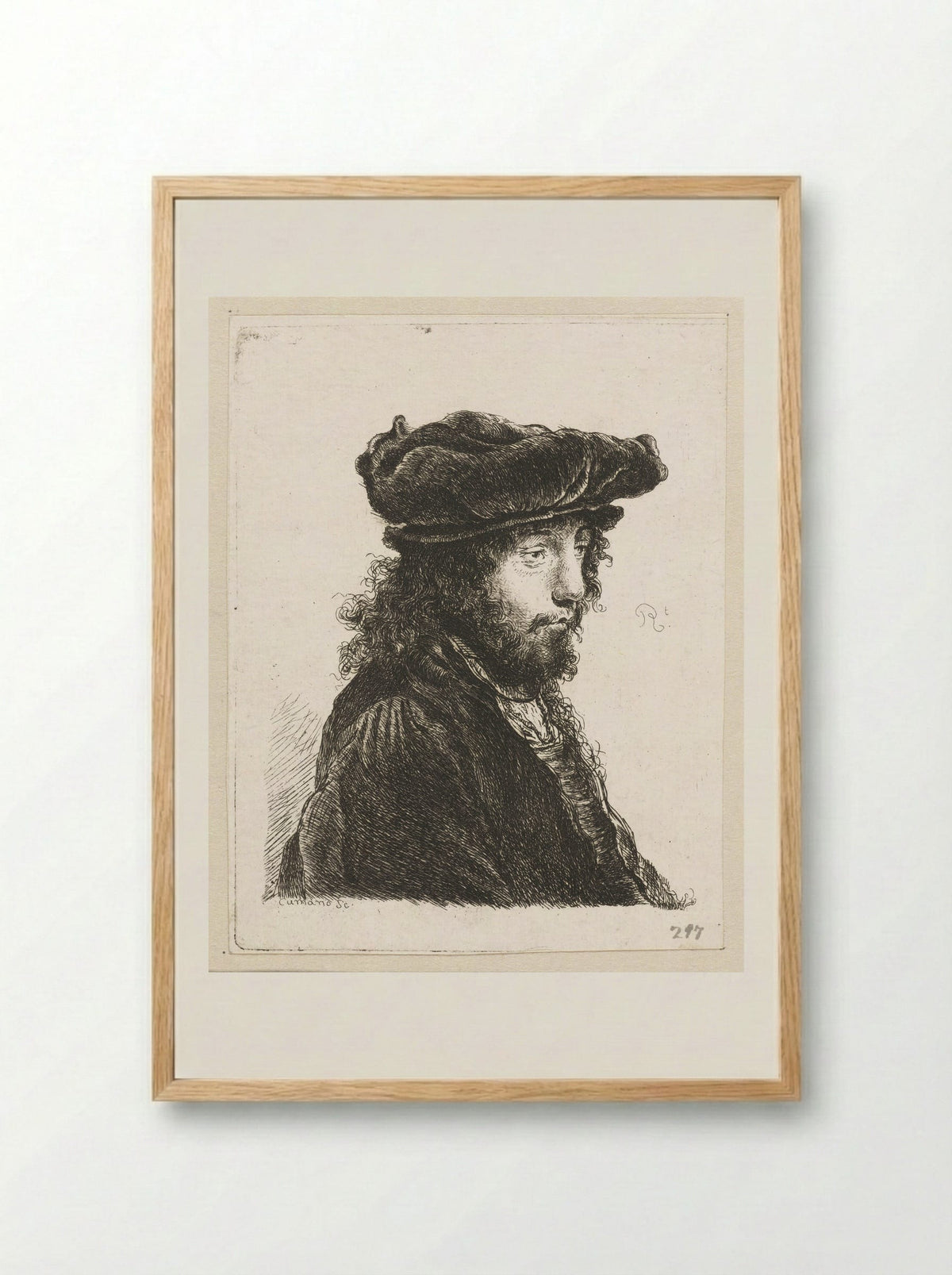 Jongeman met baard en pet - Constantino Cumano - Framed Print Wood