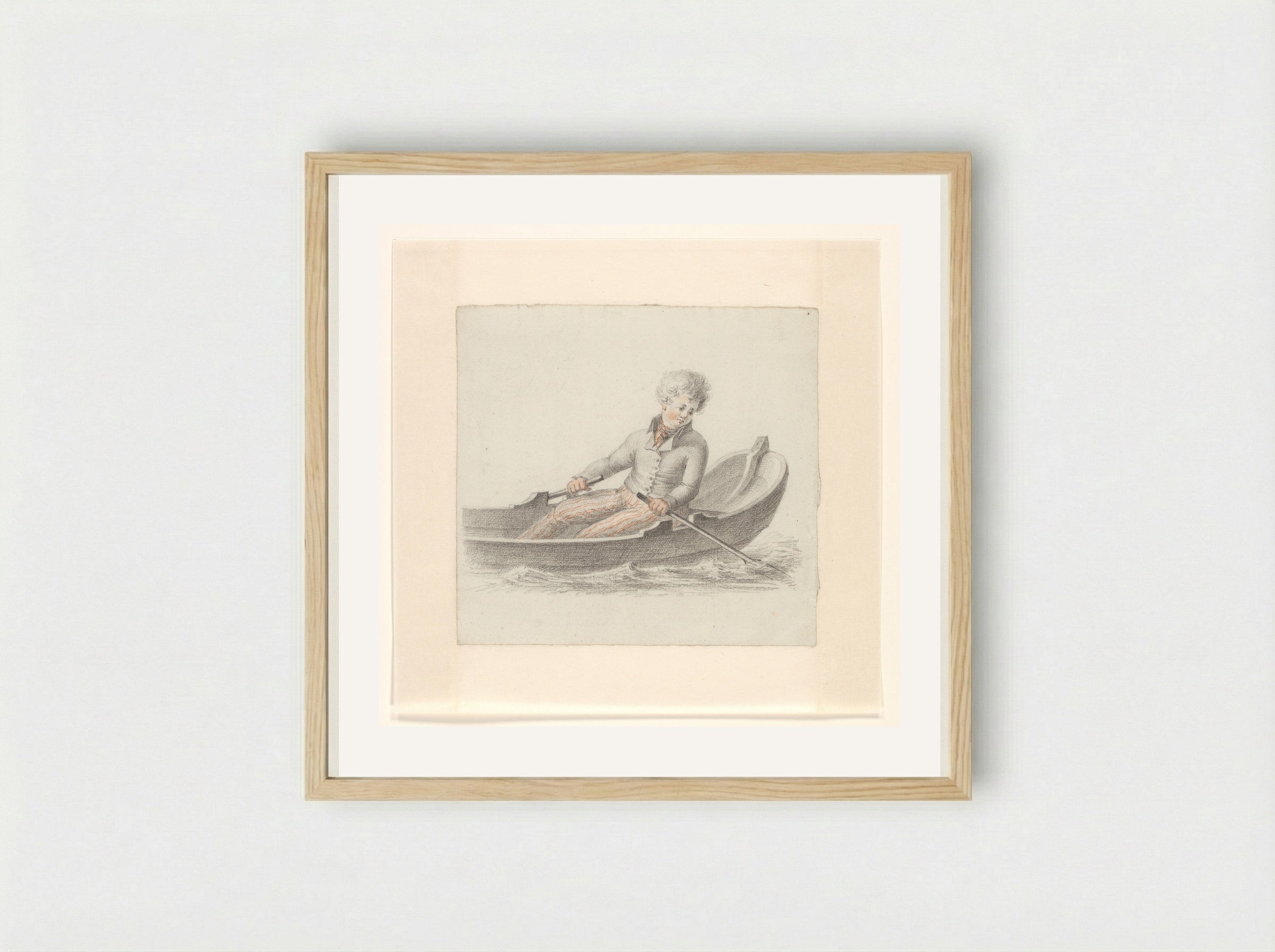 Jongen in een roeiboot - Johannes van Reijn - Framed Print Wood