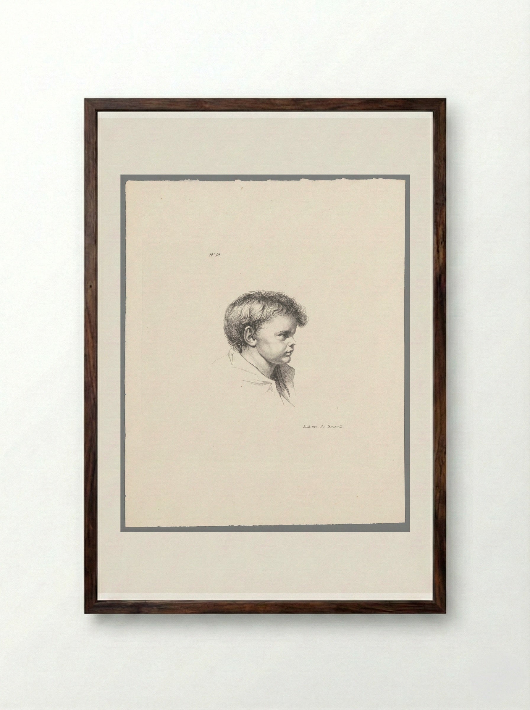 Jongen van opzij gezien - Jean Augustin Daiwaille - Framed Print Dark Wood