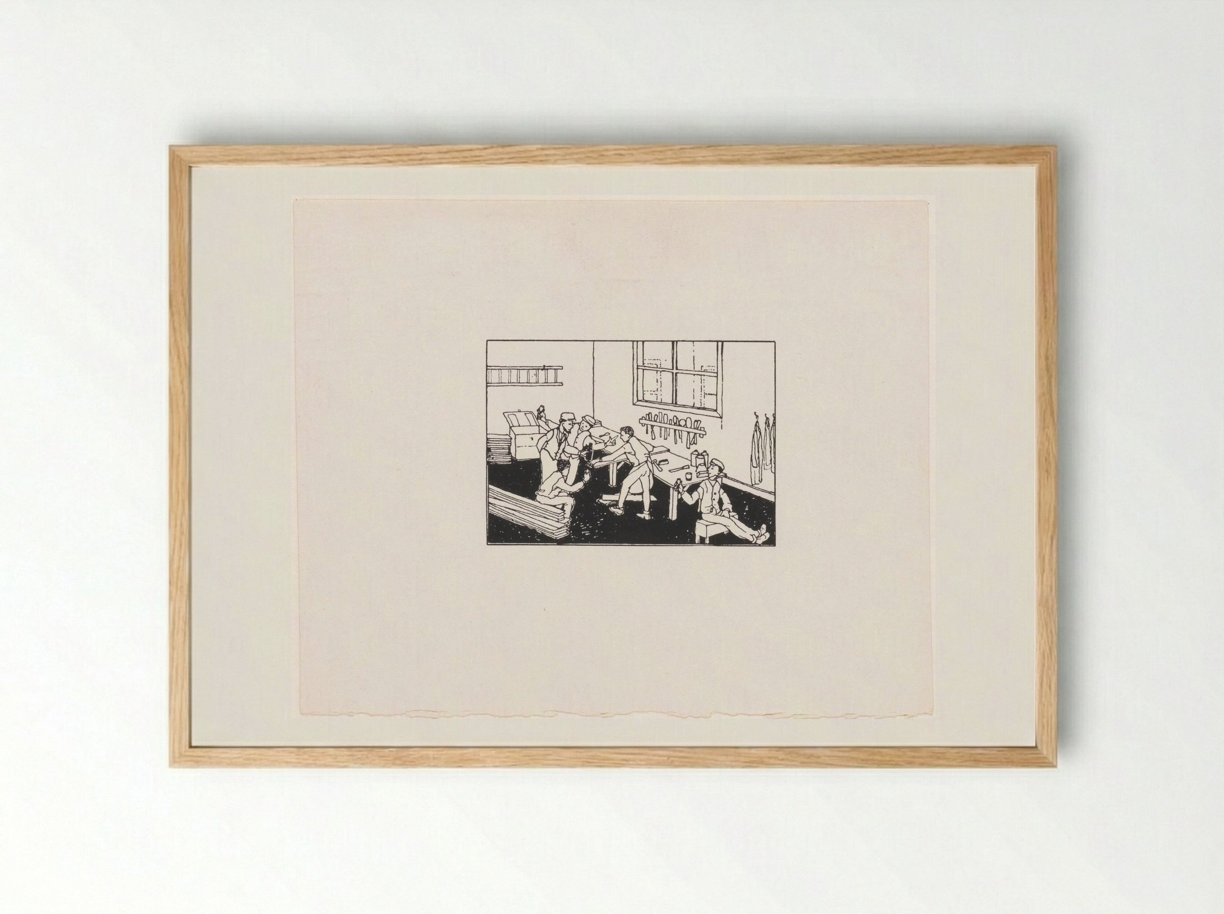 Jongens bij een werkbank - Julie de Graag - Framed Print Wood