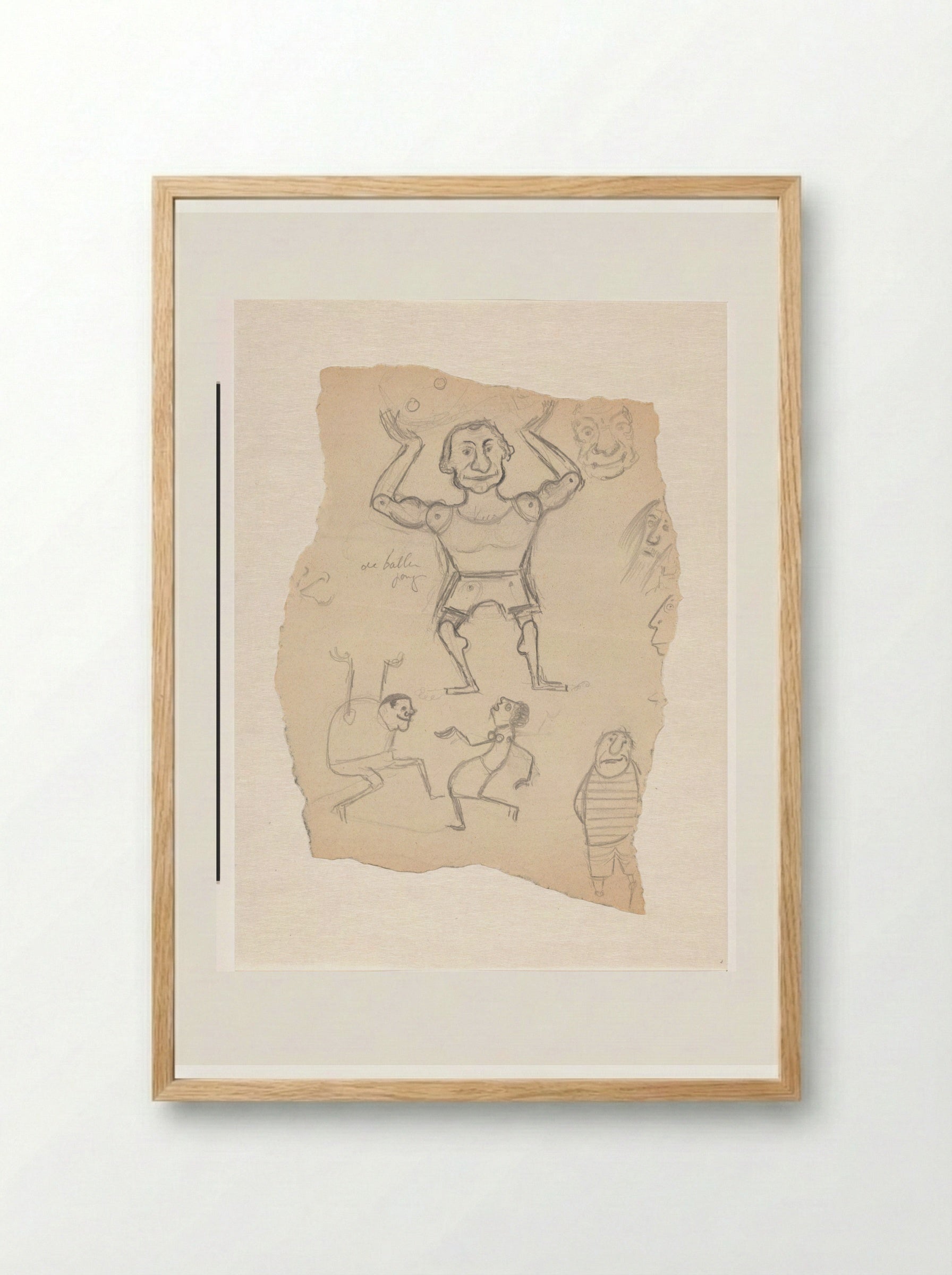 Jonglerende man, een dansend paar en een staande figuur - Willem Westbroek - Framed Print Wood