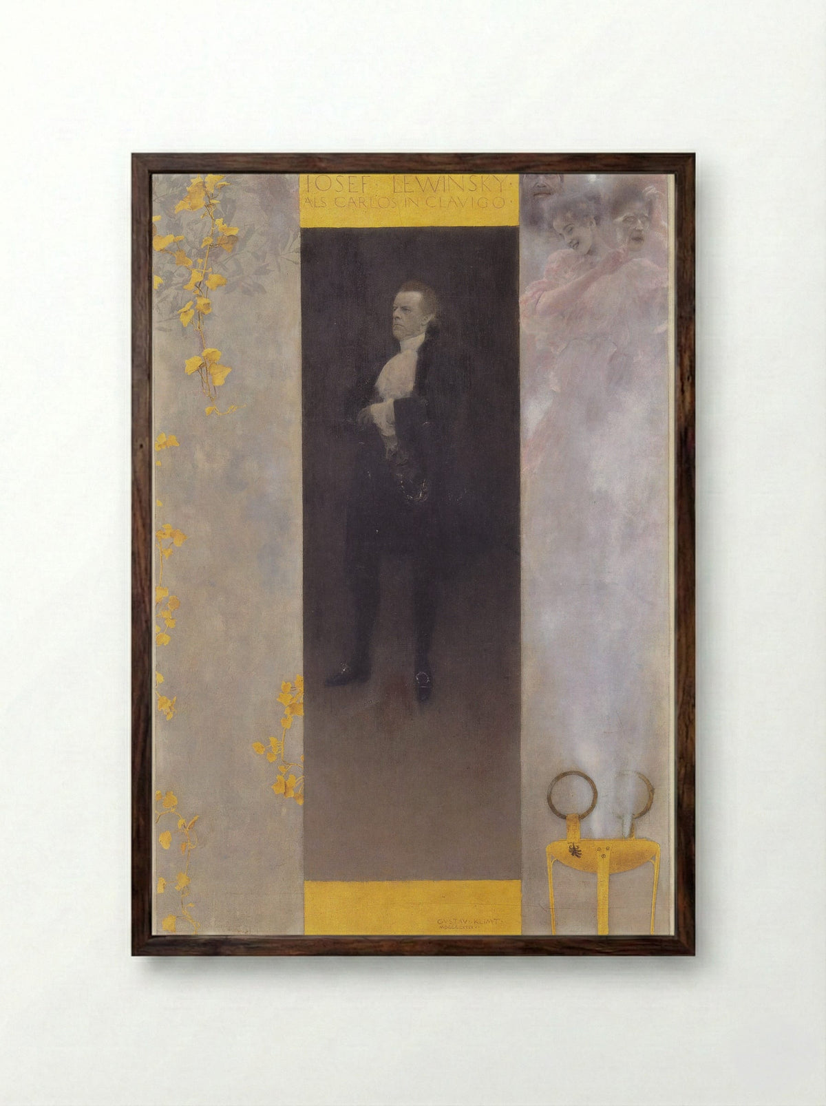 Josef Lewinsky as Carlos in Clavigo - Gustav Klimt - Framed Print Dark Wood