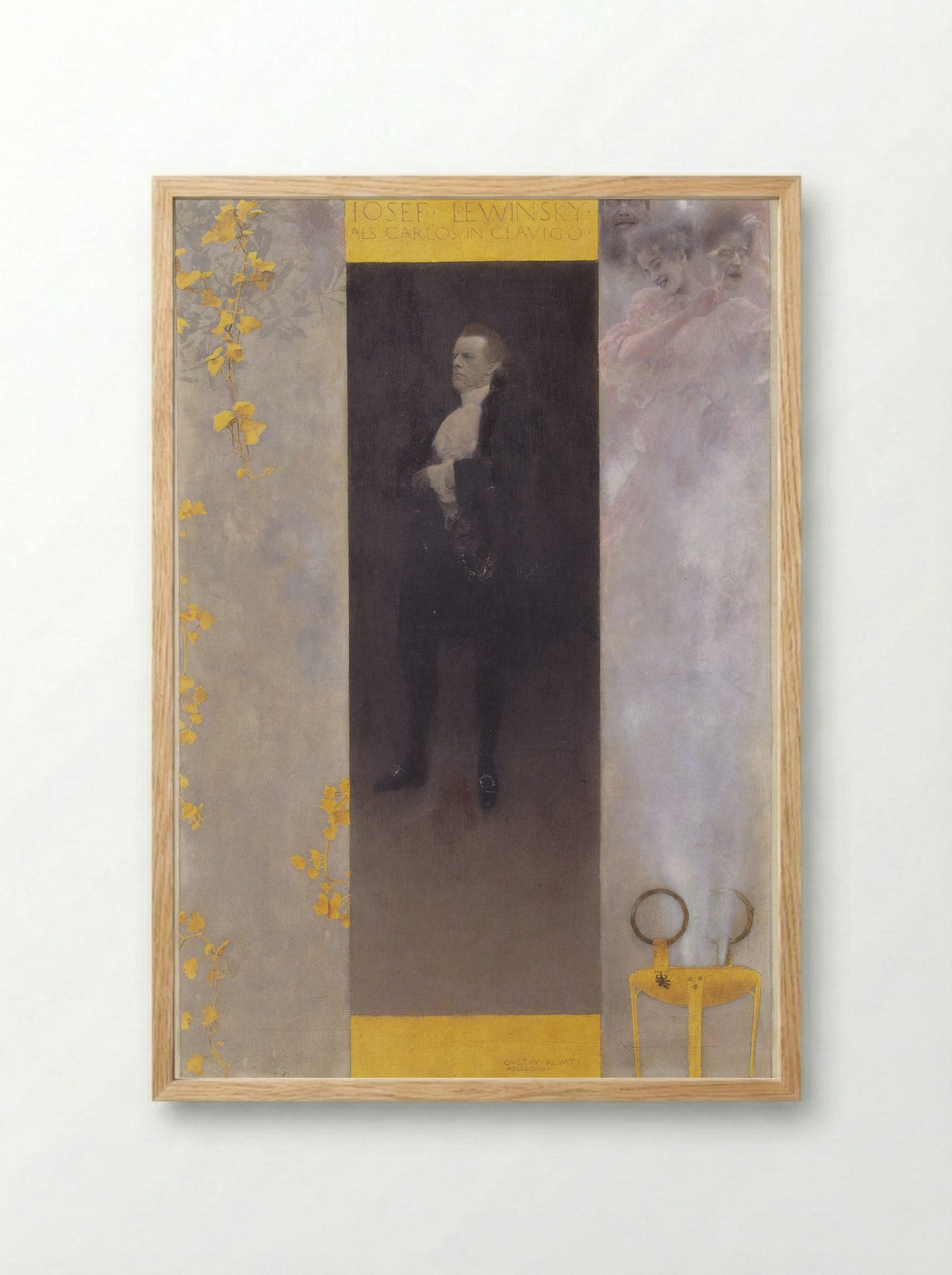 Josef Lewinsky as Carlos in Clavigo - Gustav Klimt - Framed Print Wood