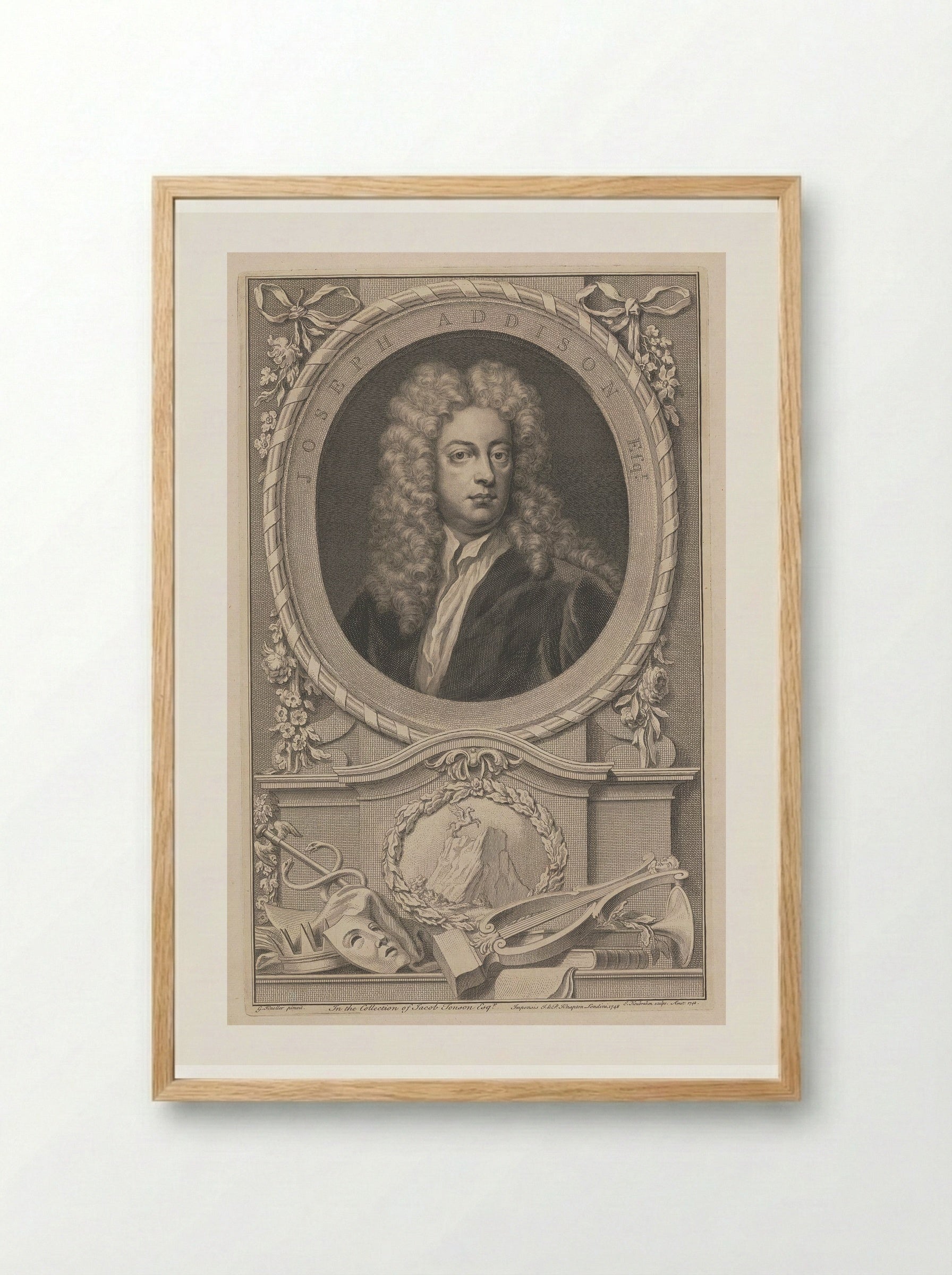 Joseph Addison - Jacobus Houbraken - Framed Print Wood