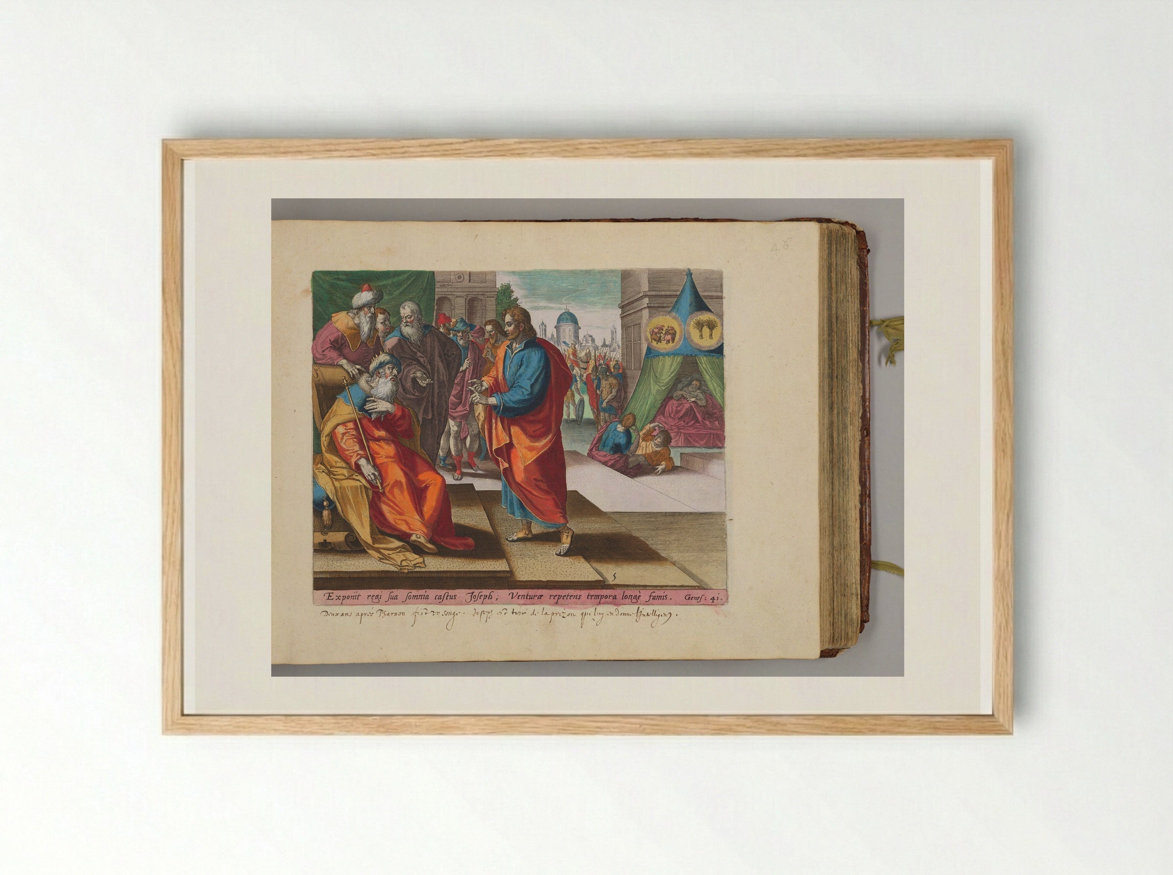 Joseph Explaining Pharaoh's Dreams - Hans Collaert the Elder - Framed Print Wood