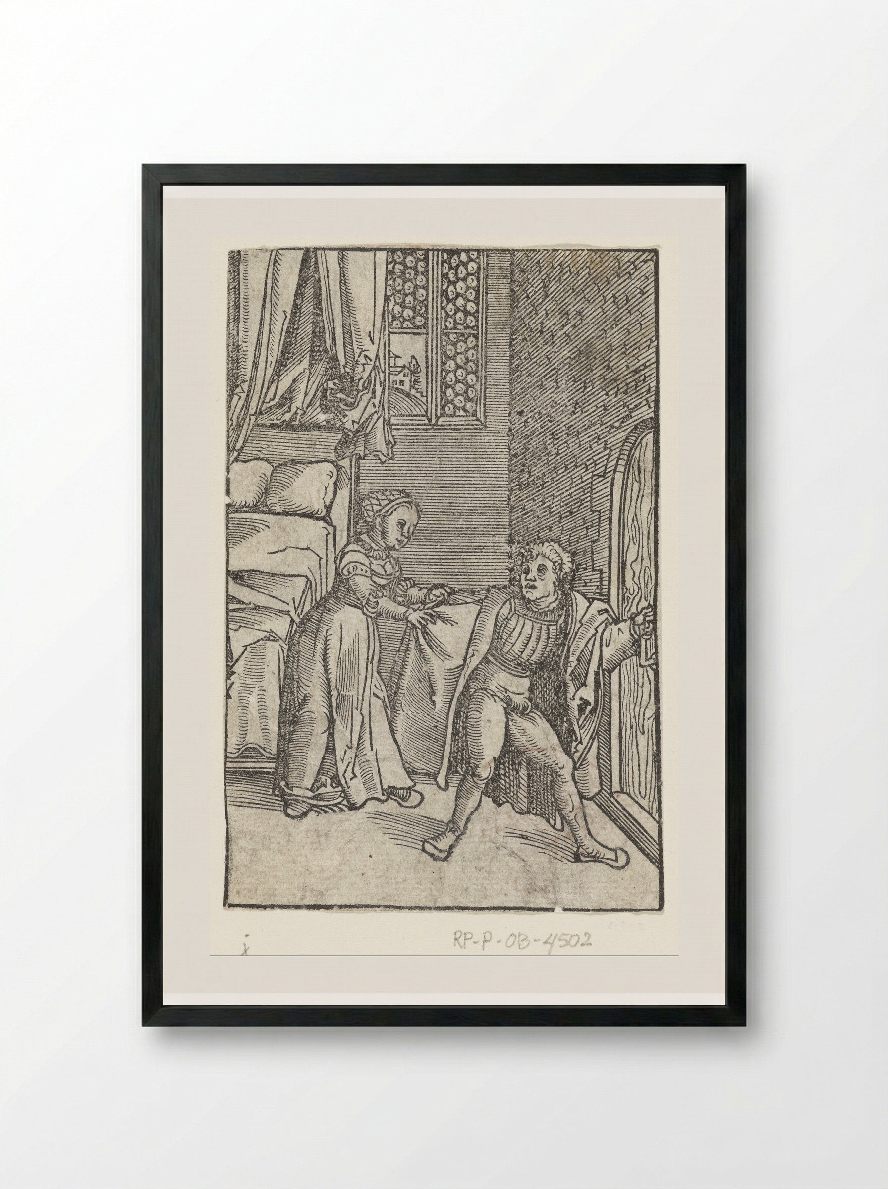 Joseph Fleeing from Potiphar's Wife - Lucas Cranach the Elder - Framed Print Black