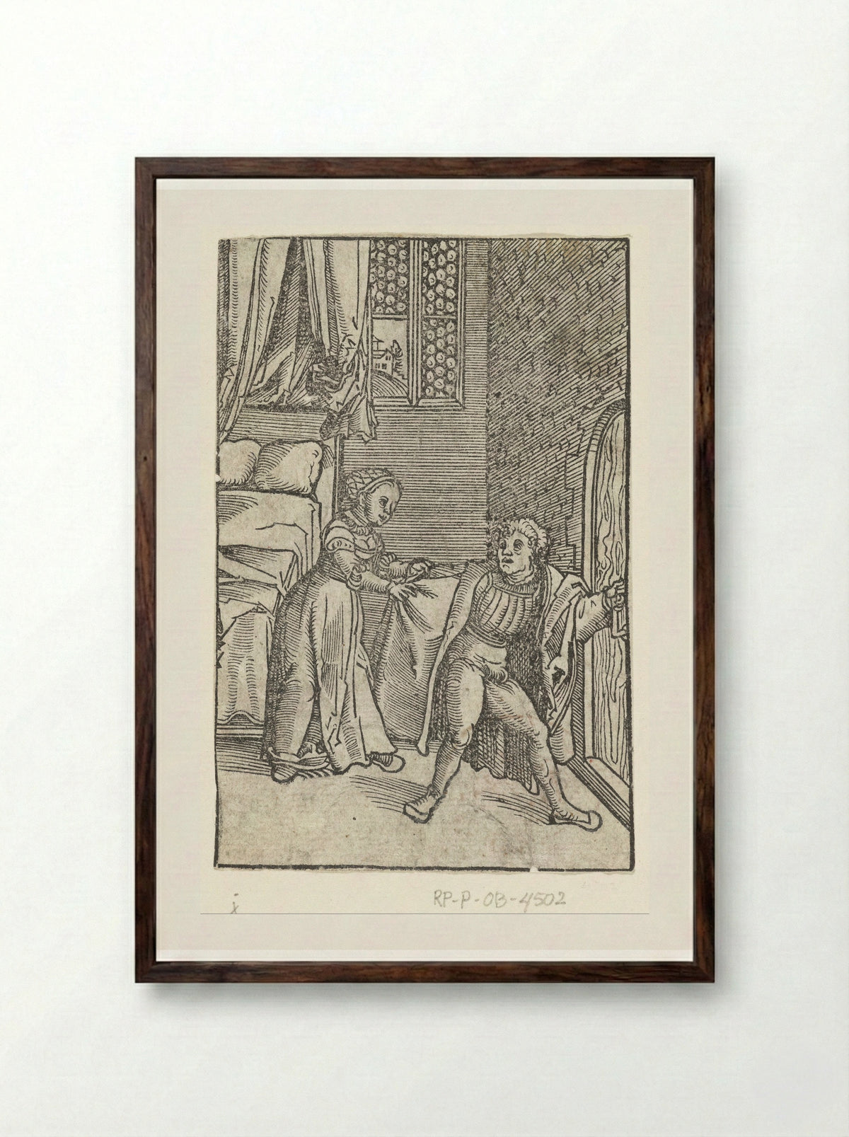Joseph Fleeing from Potiphar's Wife - Lucas Cranach the Elder - Framed Print Dark Wood