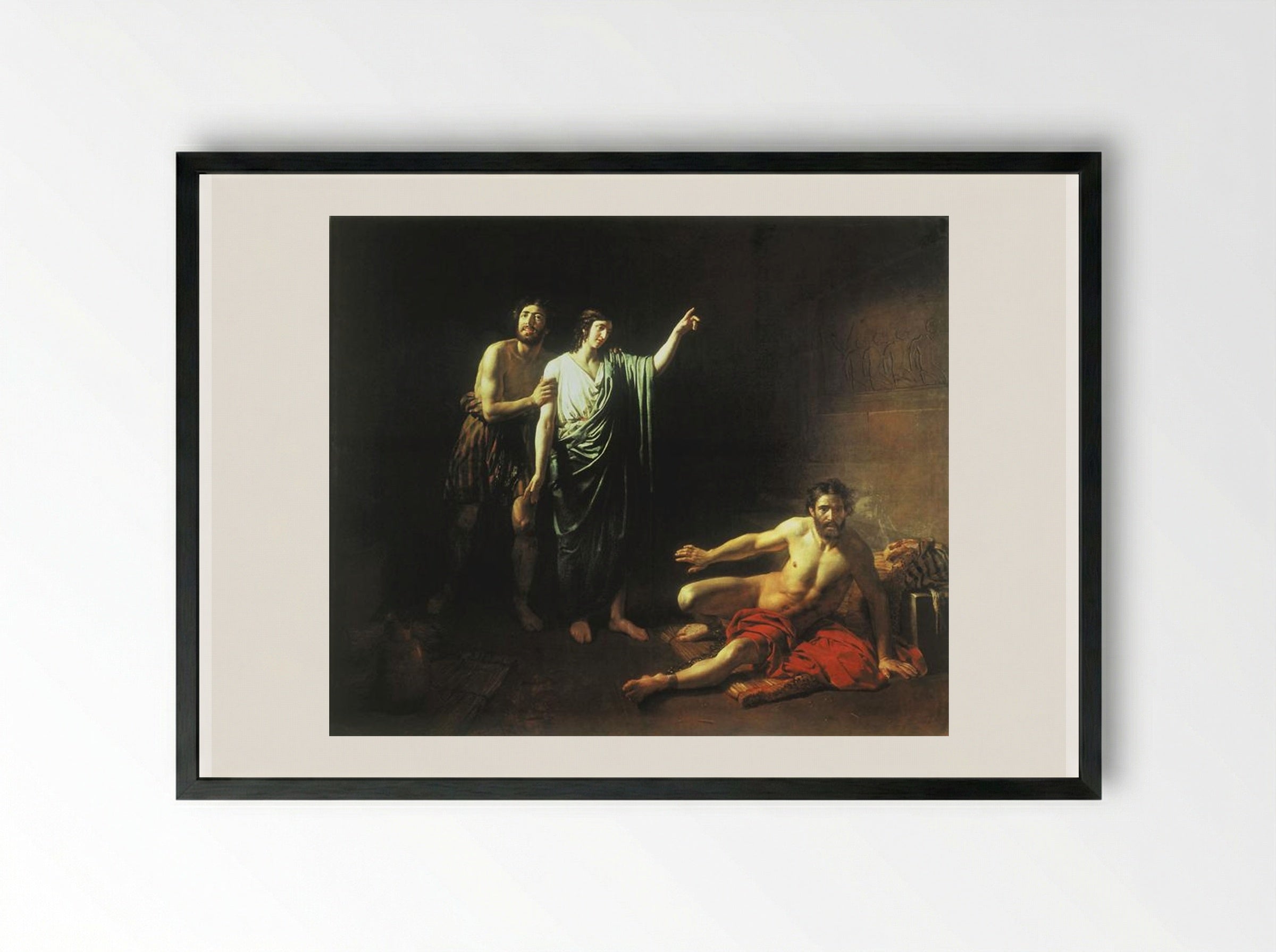 Joseph Interpreting Dreams to the Butler and the Baker - Alexander Ivanov - Framed Print Black